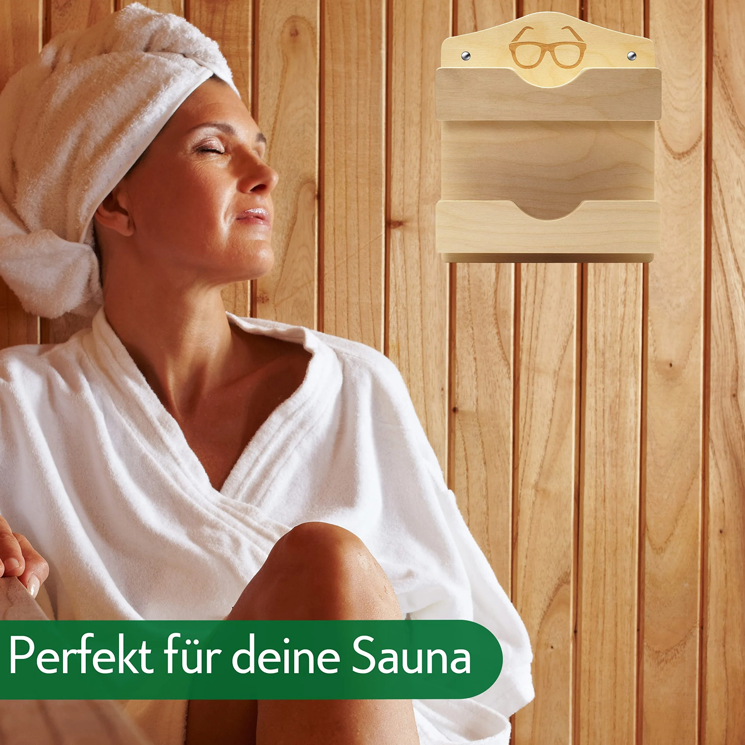 CozyNature Porte-lunettes de sauna en bois pour 2 personnes avec accessoires de montage