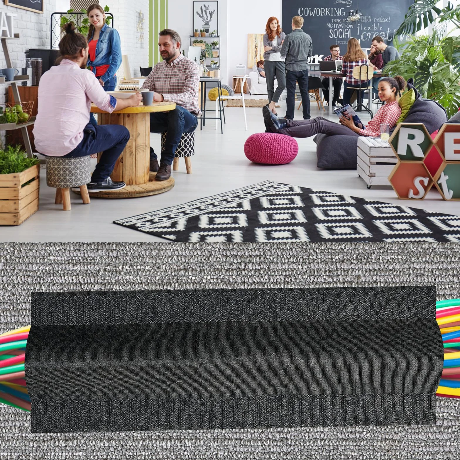 Goulotte Passe-Câble de Sol, Cache-Câble pour Moquette, Largeur 10 cm x Longueur 300 cm