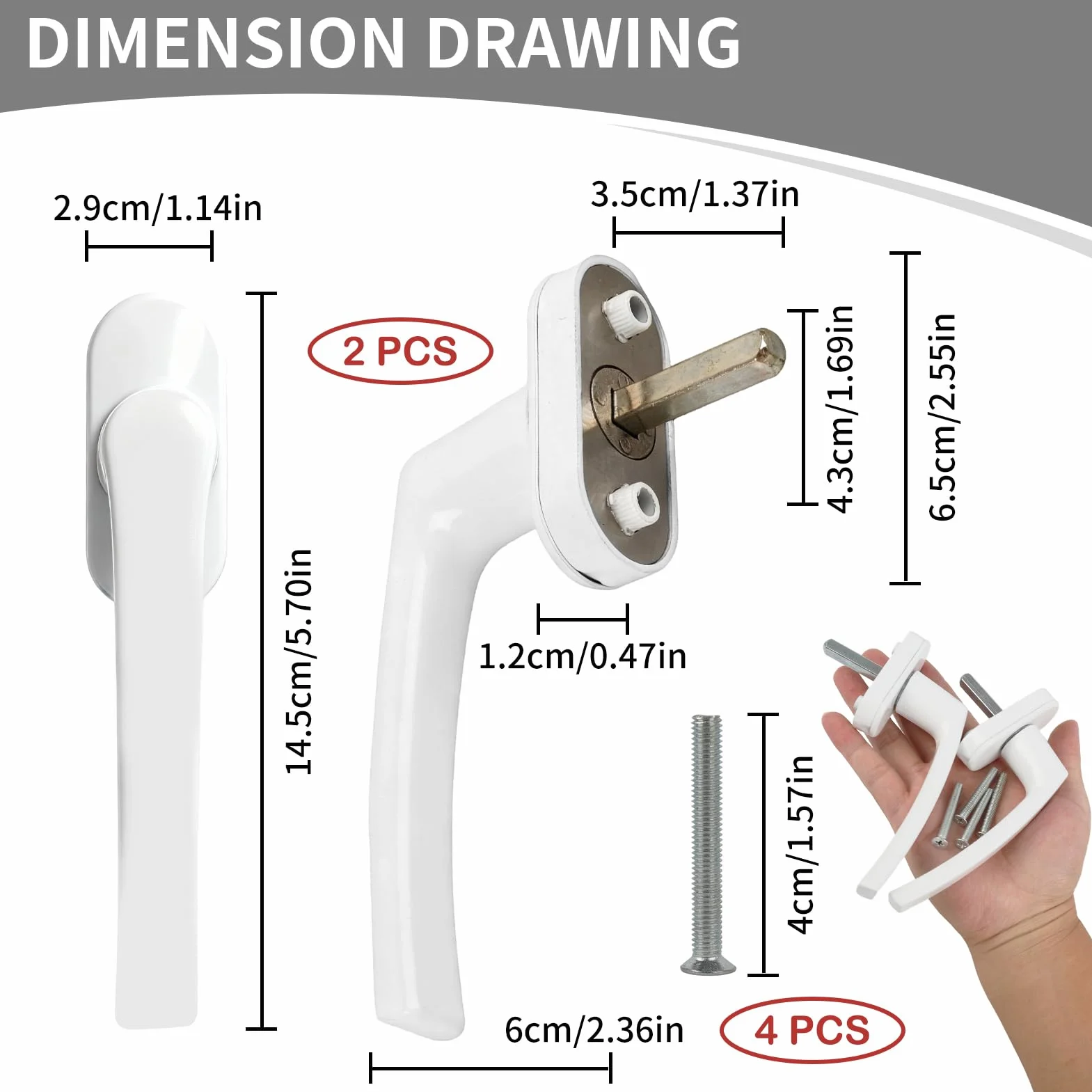 Poignée Fenêtre Aluminium Lot de 2 avec Sécurité Enfant Serrures Fenêtre