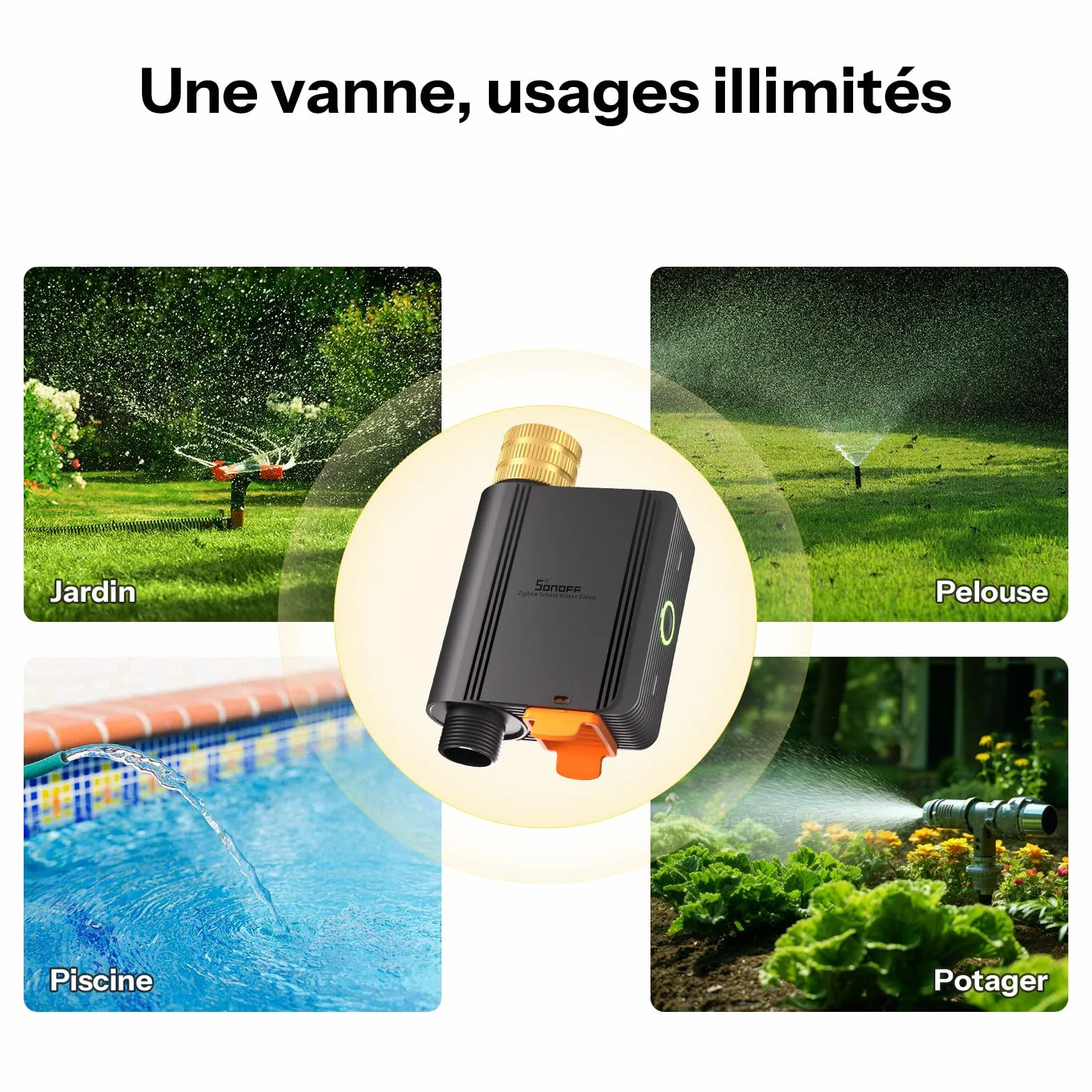 SONOFF SWV-ZFE Hydro ONE Zigbee Minuteur d'arrosage intelligent, entrée en laiton, débitmètre, compatible Alexa
