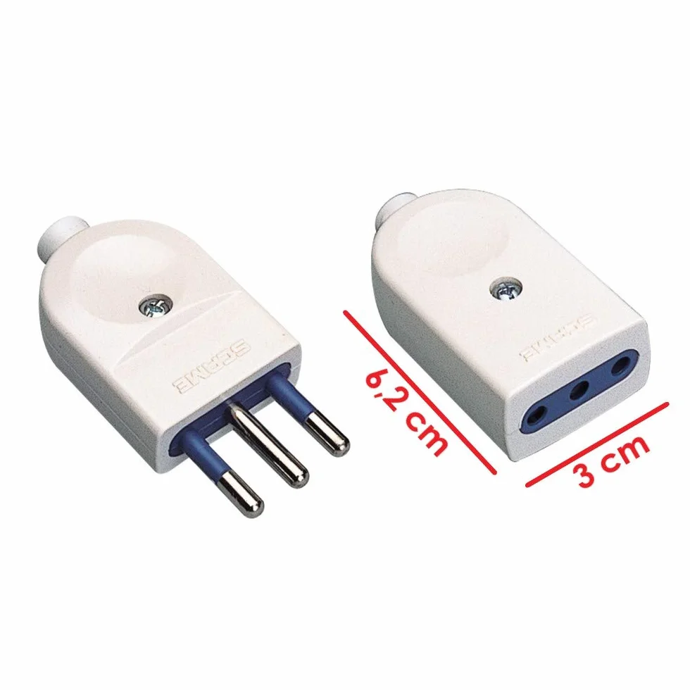 Poly Pool PP0442Q Fiche et prise 10A 2P+T Standard italien Blanc