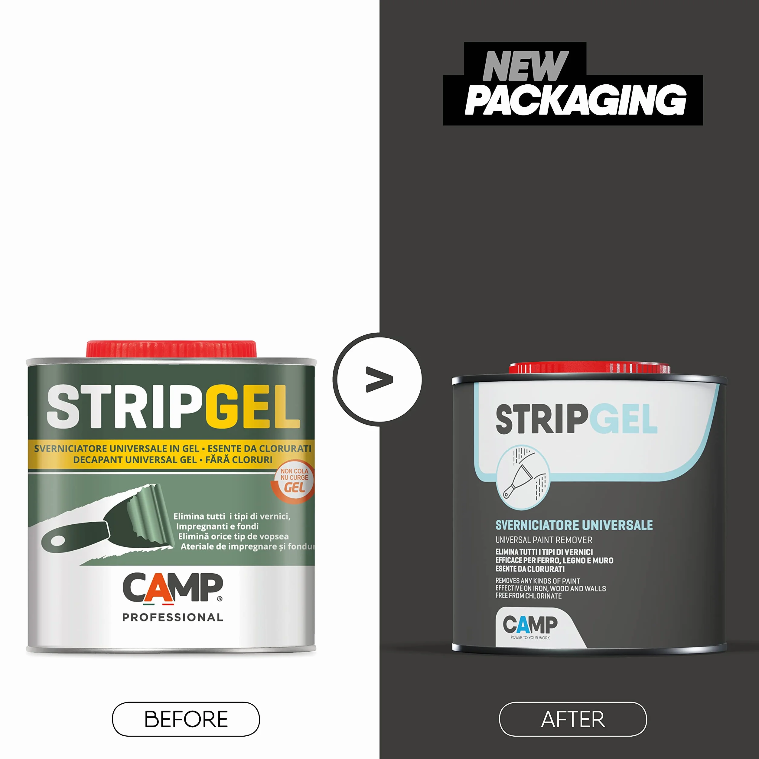Camp STRIP GEL Décapant Professionnel Gel Rapide Bois Fer Mur 6x750ml
