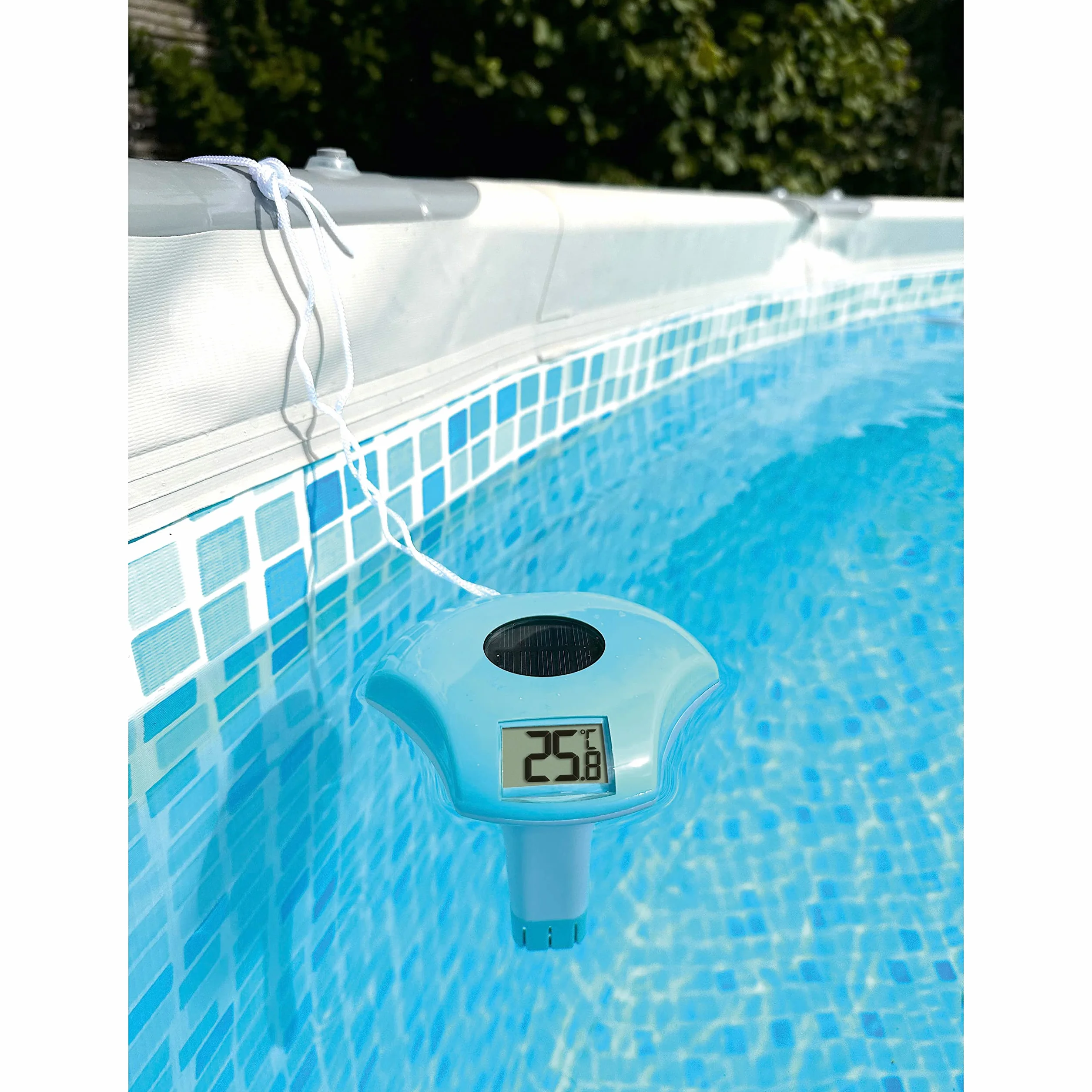 TFA Dostmann Thermomètre de Piscine Numérique Solaire Flottant 30.2033.20 Blanc-Turquoise