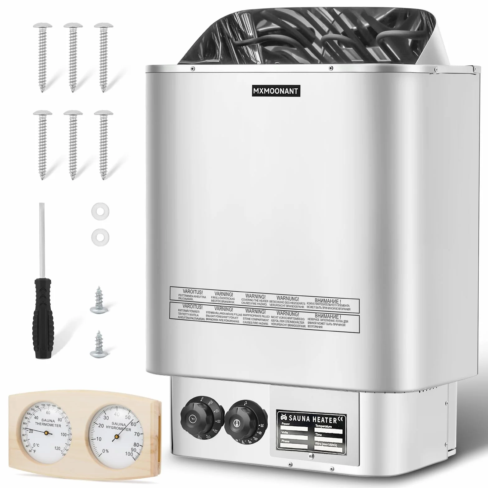 Mxmoonant Poêle Électrique pour Sauna 6KW Max 9 m³ avec Hygrothermographe