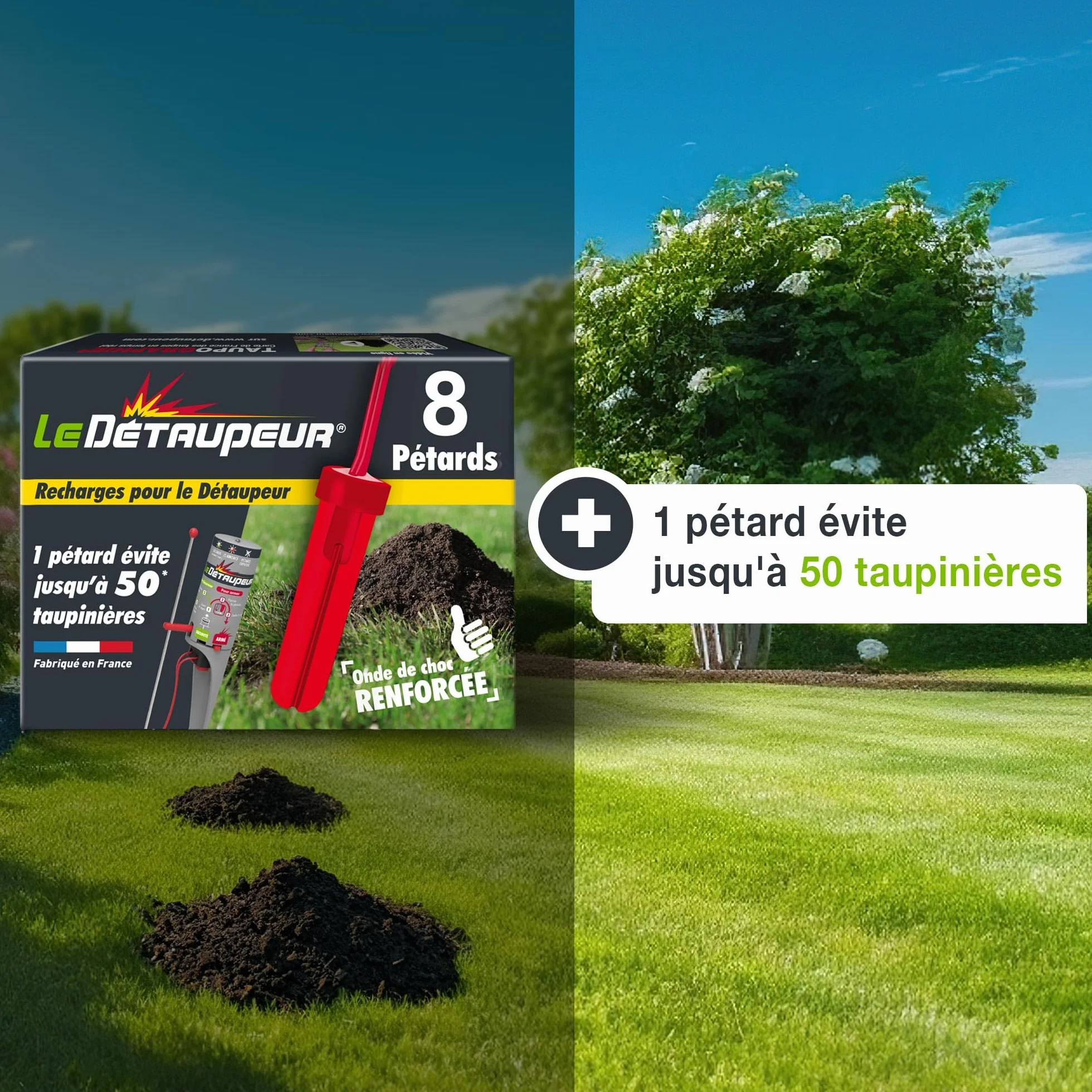 LE DETAUPEUR 8 Recharges Anti Taupes - Kit Complet - Efficace & Puissant - Utilisable Sous La Pluie