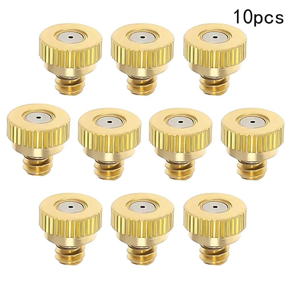 MroMax Lot de 10 buses de brumisation en laiton - Filetage 3/16 - Diamètre de l'orifice de 0,8 mm - Têtes de rechange pour système de refroidissement extérieur, serre, aménagement paysager, contrôle