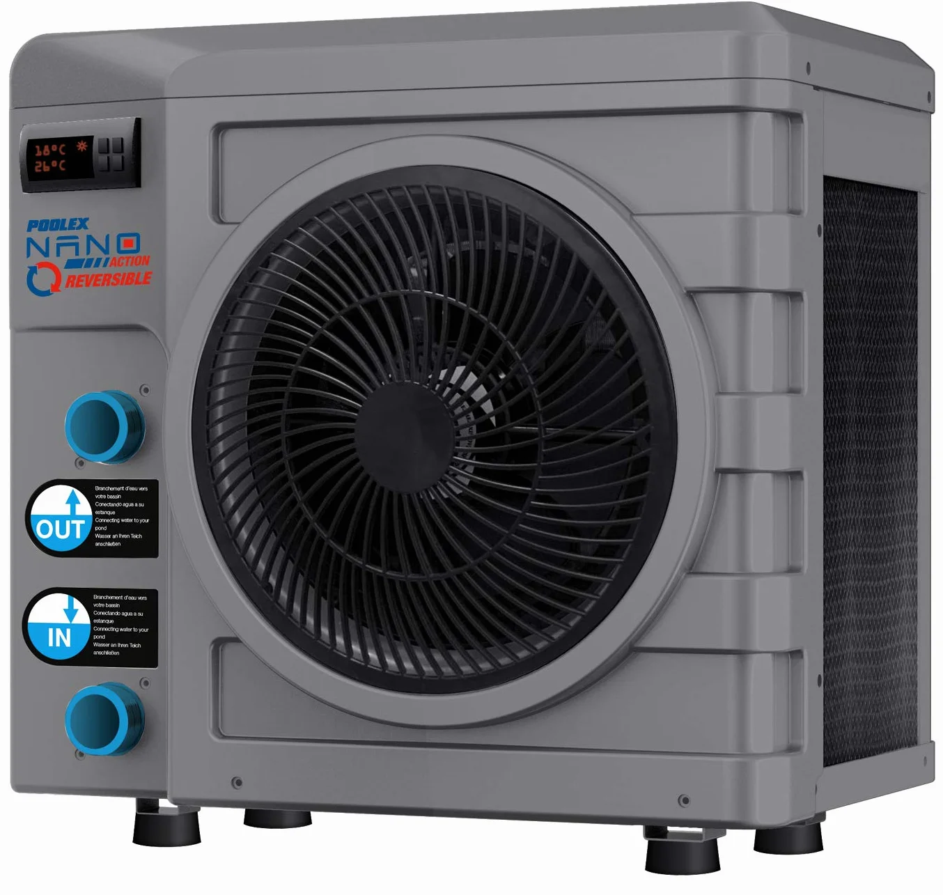 N NETSPA POOLEX - PC-NANO-A4R - Poolex Nano Reversible 4kW - Pompe à Chaleur Piscine Dédiée aux Petites Piscines Hors-Sol et Spas - Consommation de 810 W - Volume du Bassin de 15 à 28m3