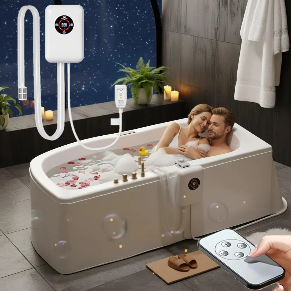 Thermoplongeur de Voyage 1200W Baignoire avec Protection Contre la Surchauffe