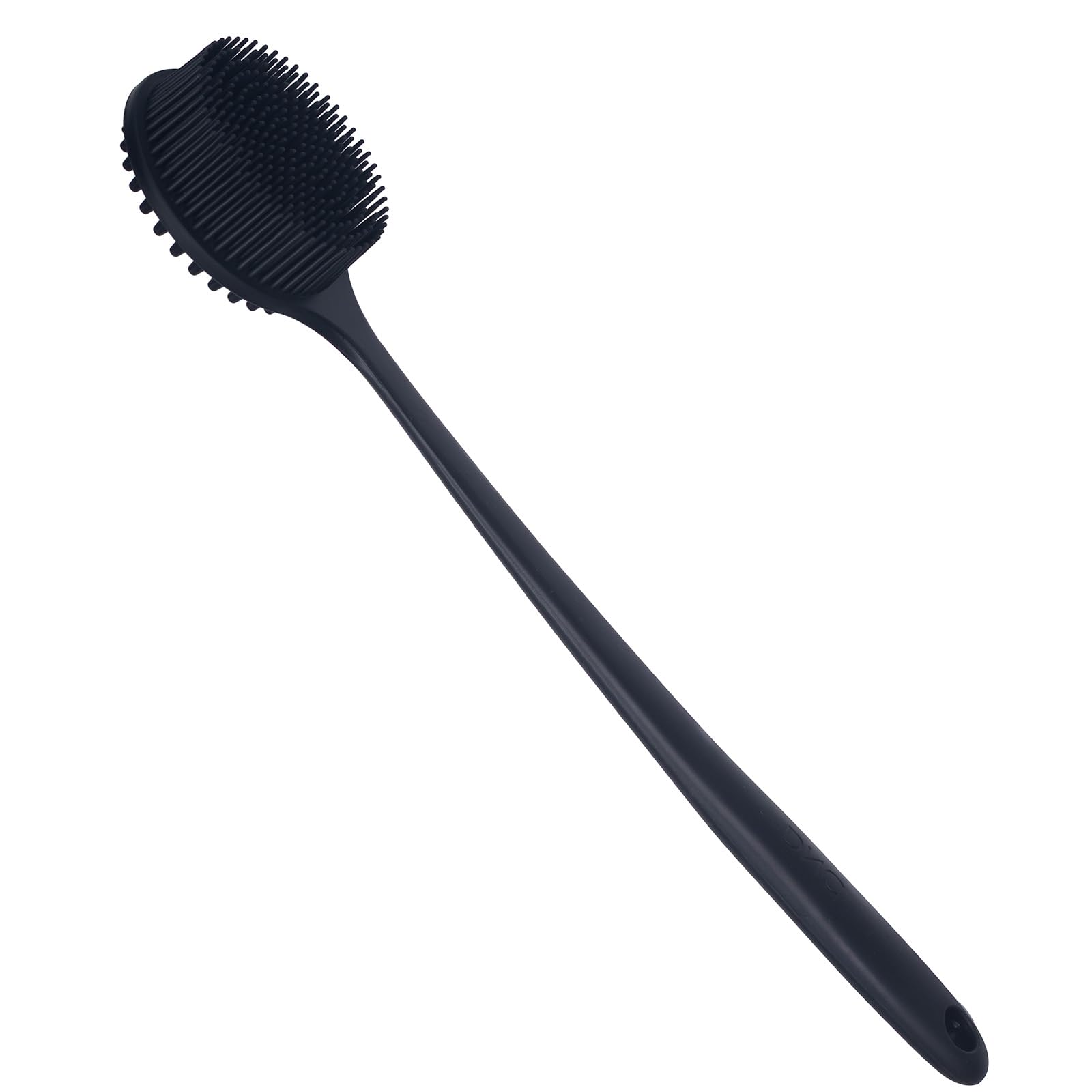 Soft Silicone Back & Body Brush with Extended Handle, Black