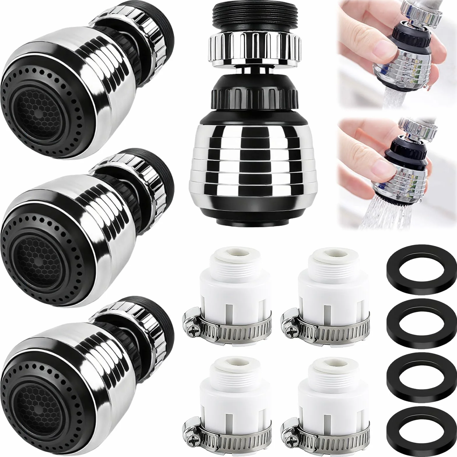 YOUNGSAY Brise jet Robinet Cuisine Orientable 2 Modes 360° Rotatif Embout avec Connecteurs