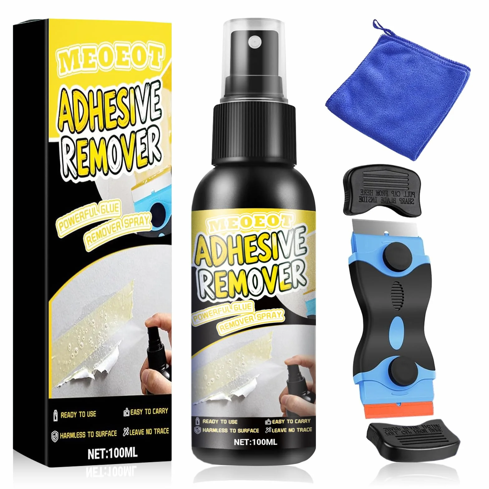 Dissolvant Colle Spray Décapant Adhésif 100ML avec Grattoir