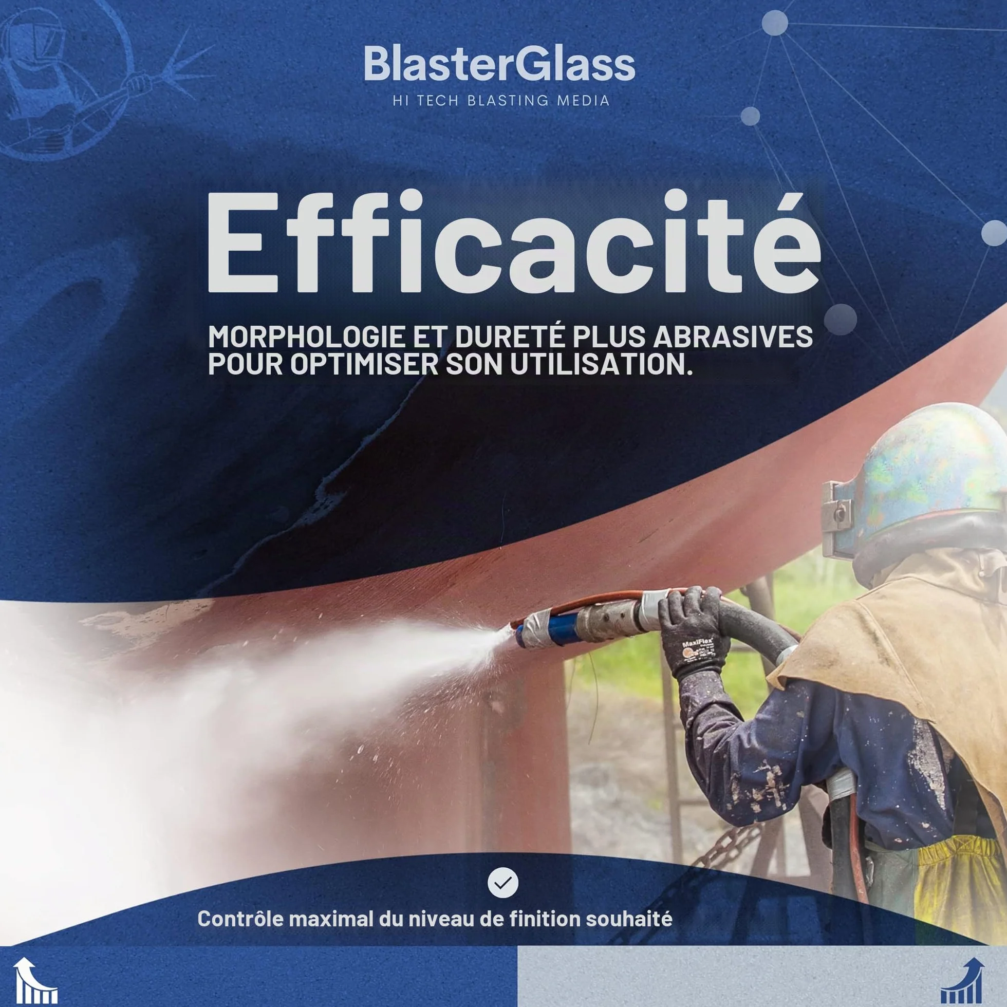 BlasterGlass Abrasif en Verre Technique Hi-Tech Réutilisable pour Sablage sous Pression, Sac 10kg