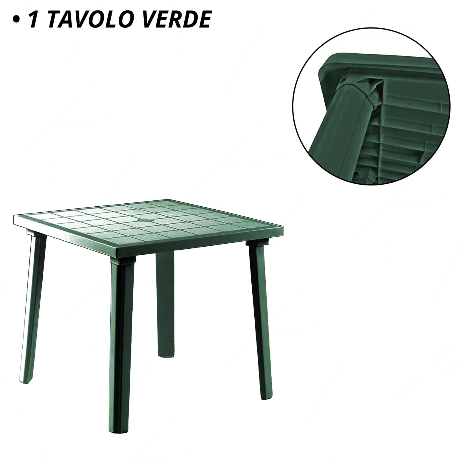 Sicignano - Lot de 4 fauteuils Ratak avec table carrée week-end 80 x 80 cm - polypropylène empilable avec accoudoirs facile à installer, mobilier intérieur extérieur jardin fabriqué en Italie