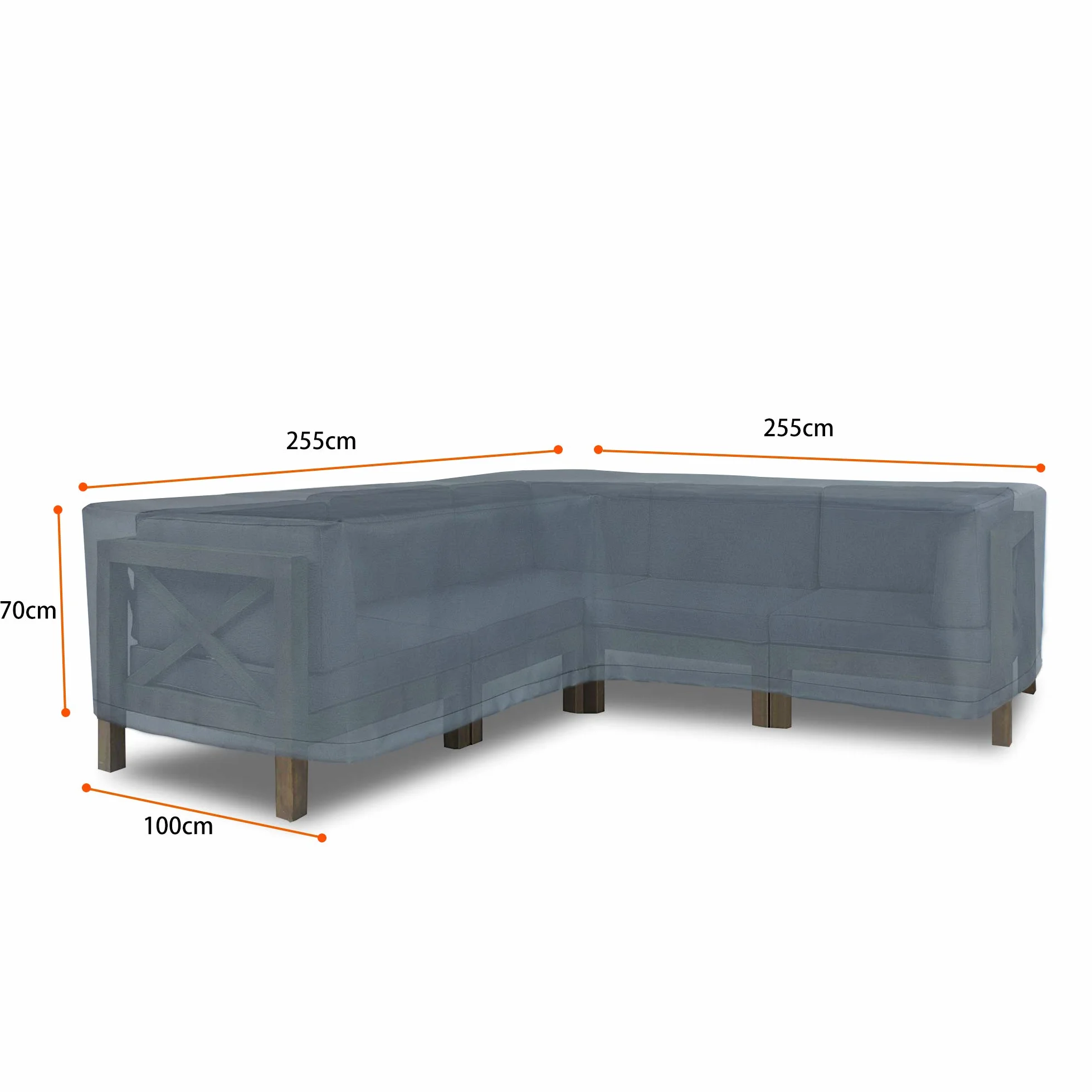 Housse de Protection Canapé d'angle Imperméable TPU Gris 255x255x100x70 cm