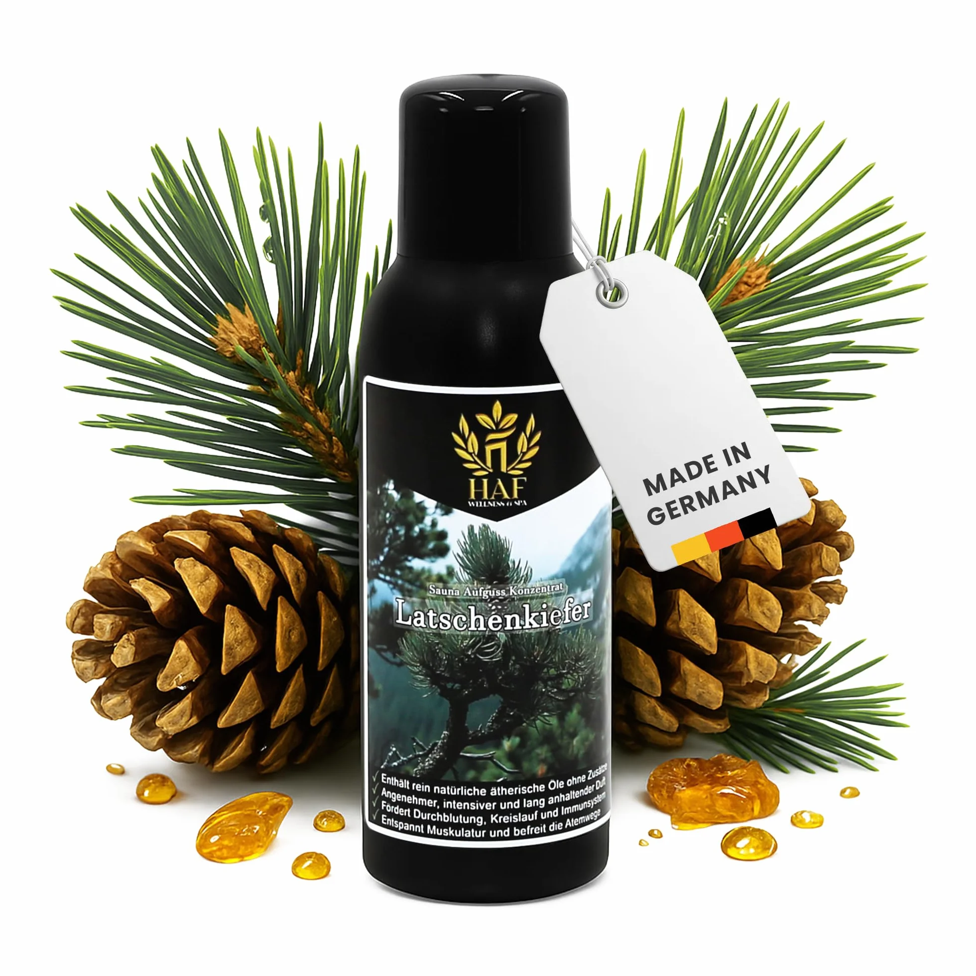 HAF Concentré d'infusion pour sauna Pin des montagnes 250 ml Huiles essentielles naturelles