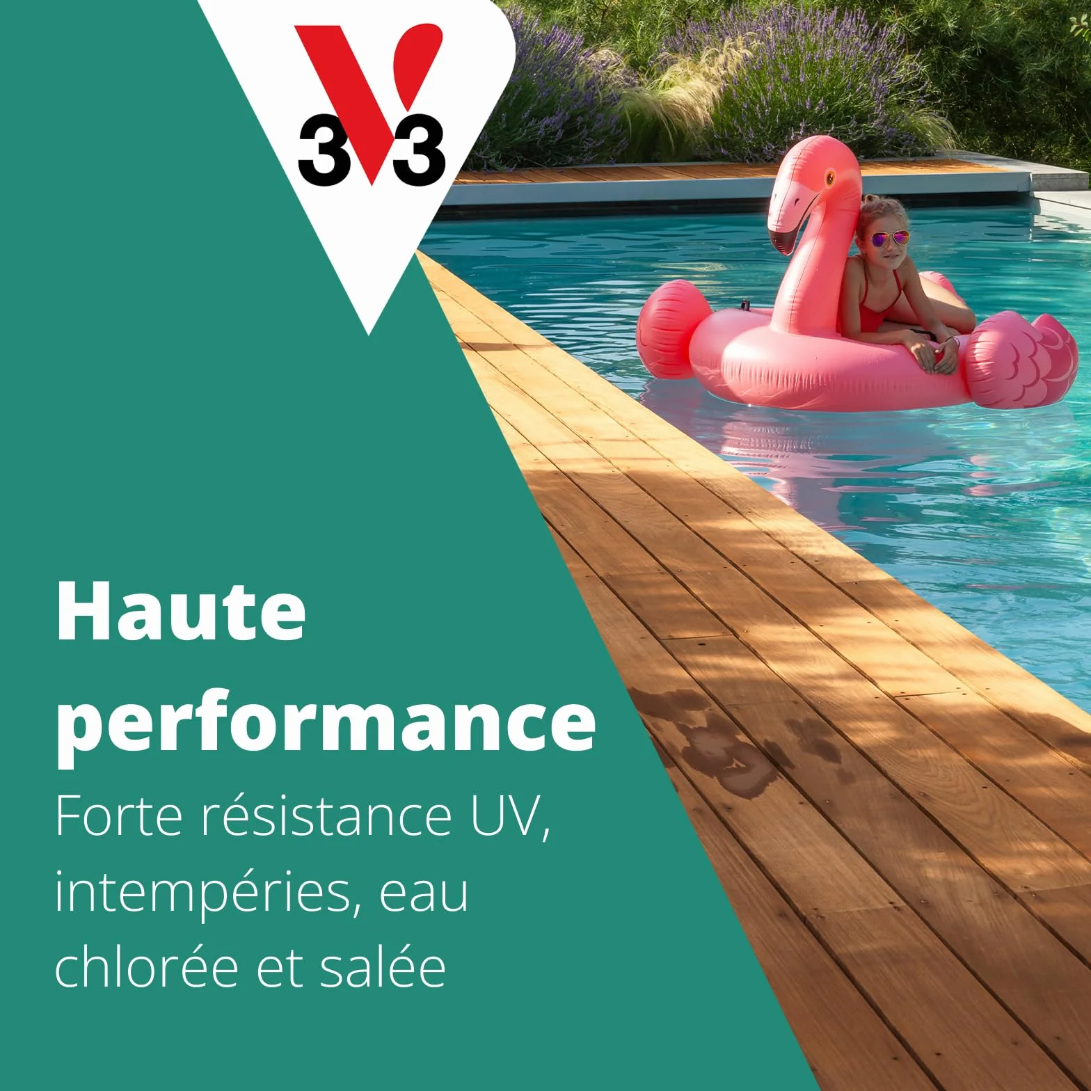 V33 Saturateur bois extérieur Naturel mat 5L - Haute résistance eau chlorée, UV et graisse - Sans essuyage et non glissant