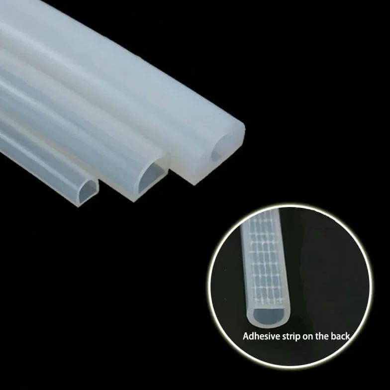 Bande d'étanchéité en caoutchouc de silicone en forme de D, 1 m, autocollante, haute température, pour porte et fenêtre, isolation phonique