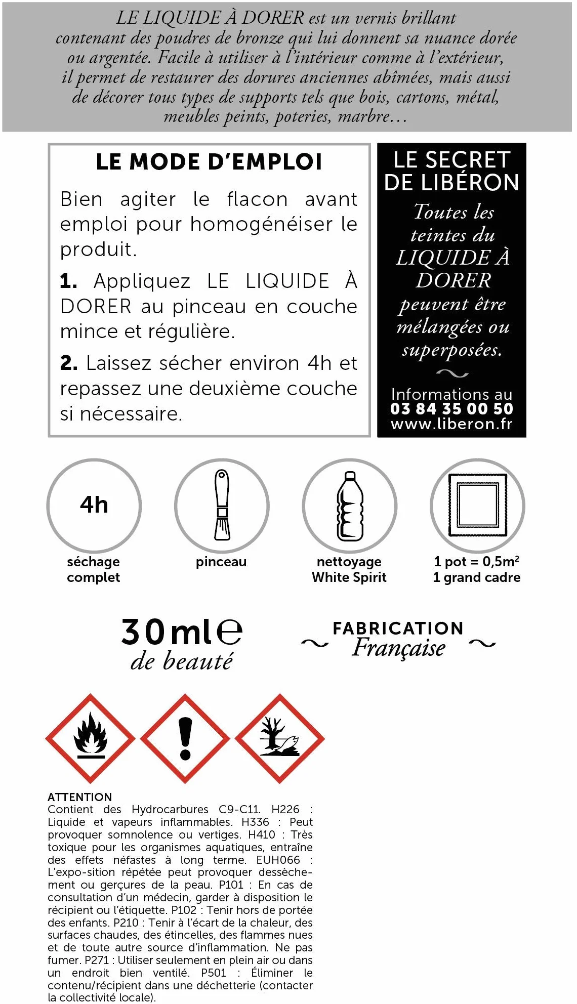 Libéron Liquide à dorer 30mL Aspect dorure à la feuille