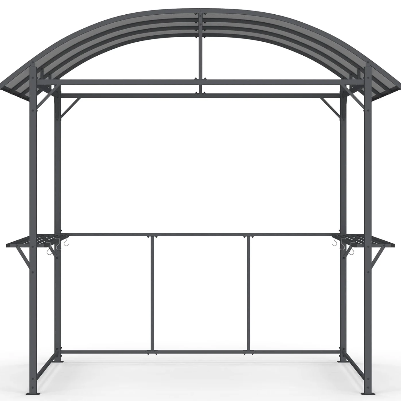 IDMarket - Abri pour Barbecue 240 x 150 x 220 cm avec étagères, en métal Gris et Toit en Polycarbonate