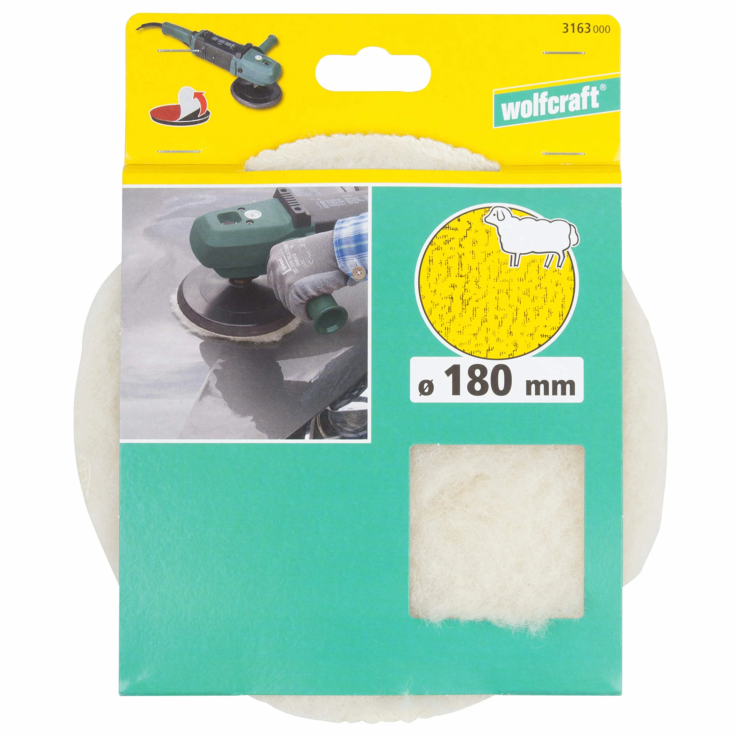 wolfcraft Bonnet de polissage auto-agrippant Peau de Mouton Ø 180 mm