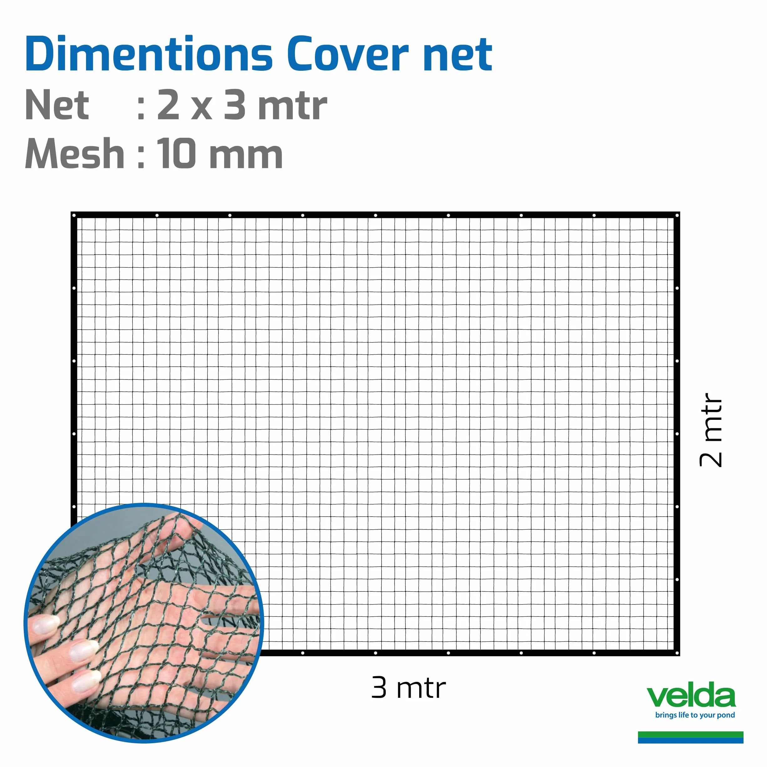 VELDA Filet de Bassin à Mailles Fines 2 x 3 m - Filet de Protection Contre Les Oiseaux et Hérons - Maille Fine