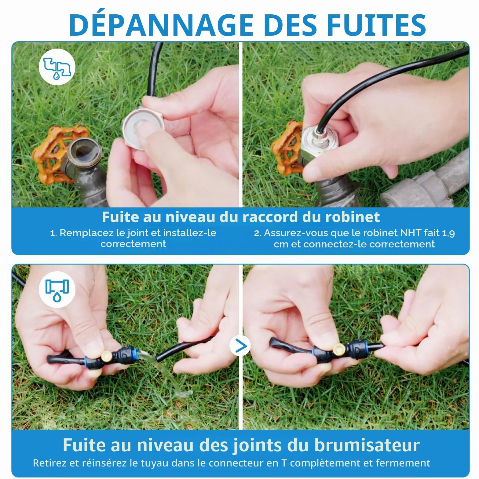 Brumisateur Terrasse 8M Exterieur Pré-assemblé avec 7 Buse Adaptateur Laiton Système Refroidissement Patio Jardin