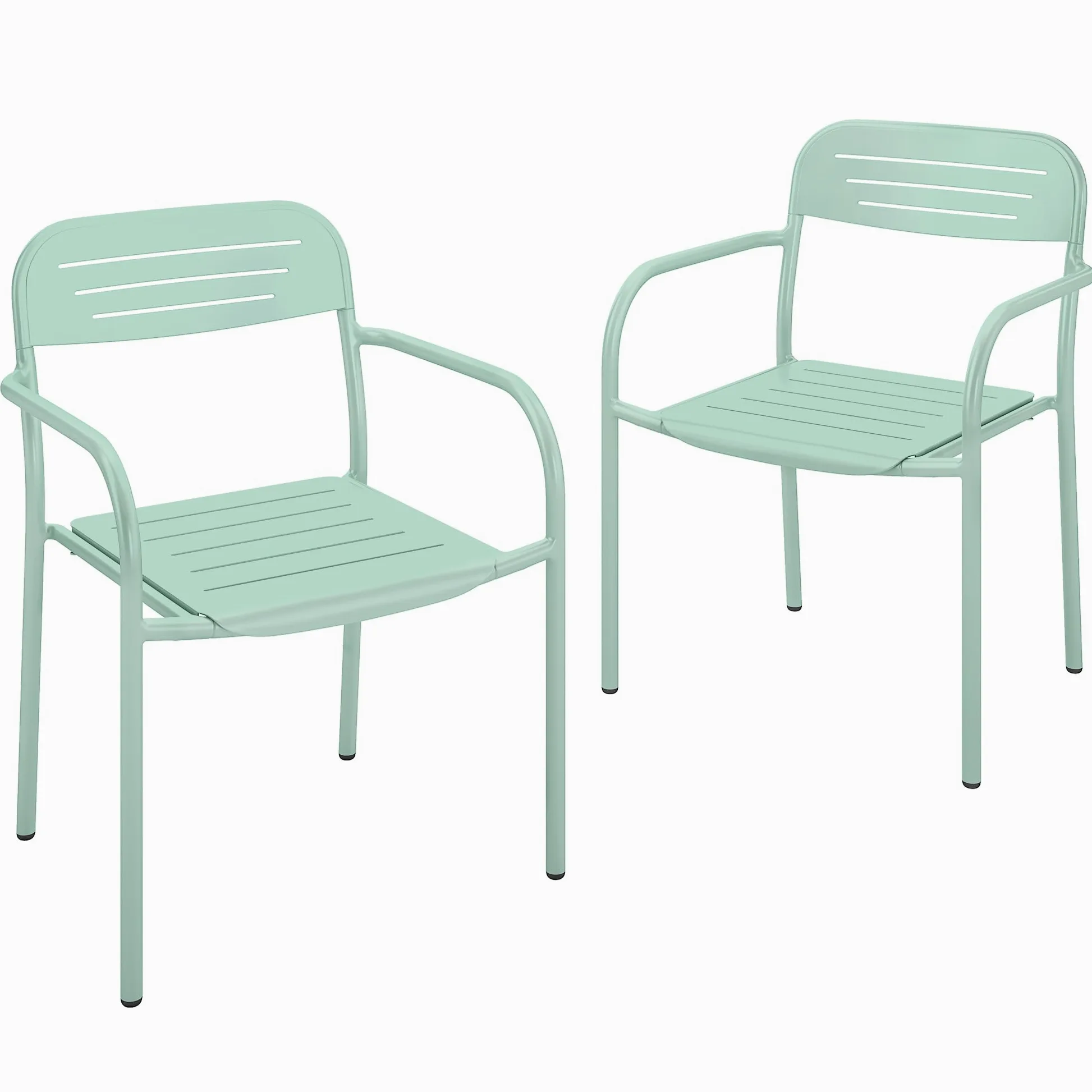 Outsunny Lot de 2 Chaises de Jardin Métal Antirouille - Fauteuil Salon Extérieur Empilable Résistant aux Intempéries avec Accoudoirs - Meuble pour Aménagement Balcon Terrasse et Bistro, Vert