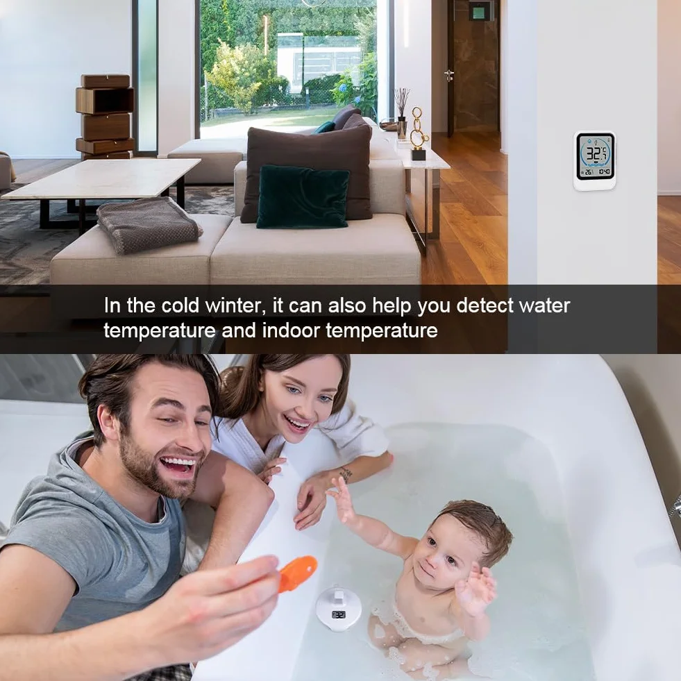 OFFCUP Thermomètre Piscine Flottant Sans Fil IP67 Étanche Numérique Intérieur Extérieur
