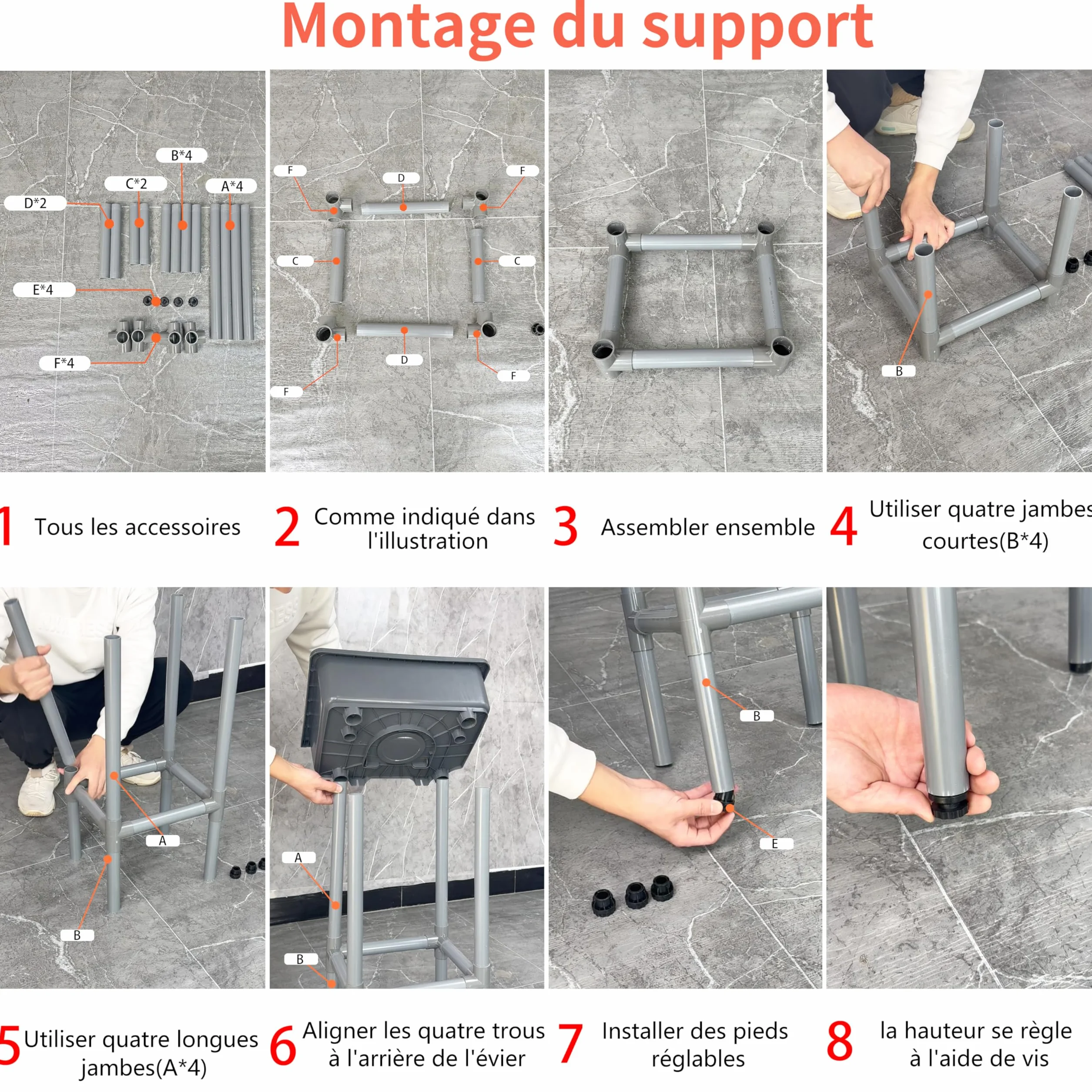 Évier utilitaire mural 42x32 cm cuve unique plastique avec trou robinet 3,2 cm