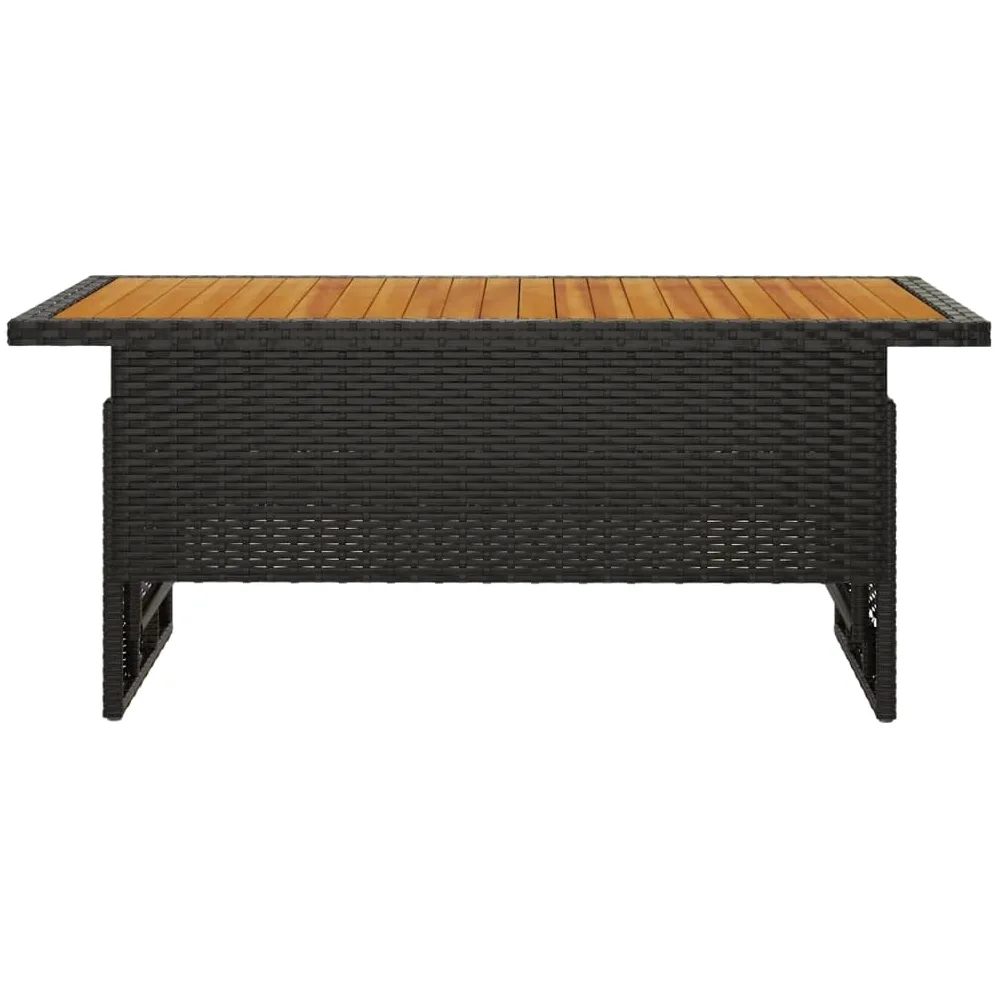 Tomostar Table Basse de Jardin, Table d'appoint Salon Terrasse Extèrieur Noir 100x50x43/63 cm Acacia et résine tressée