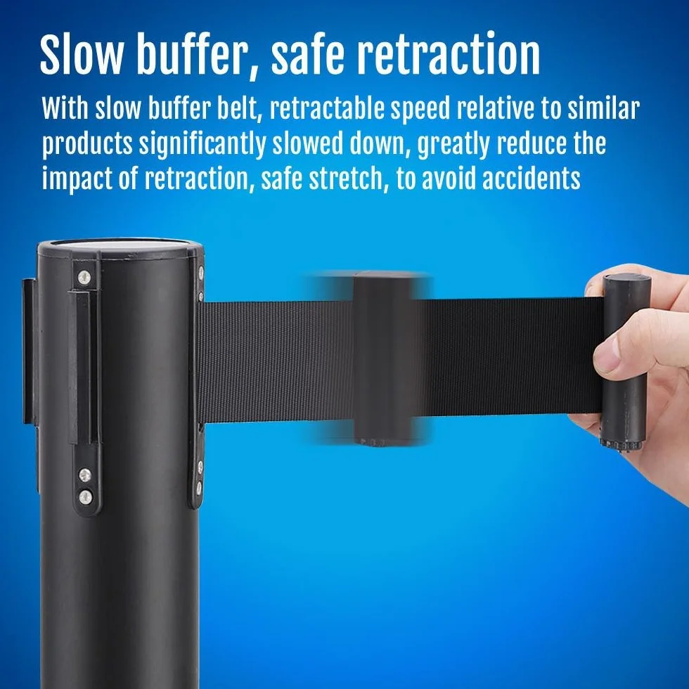Yaheetech Barrière de Guidage Rétractable 6 Poteaux avec Corde 2M Système de Balisage
