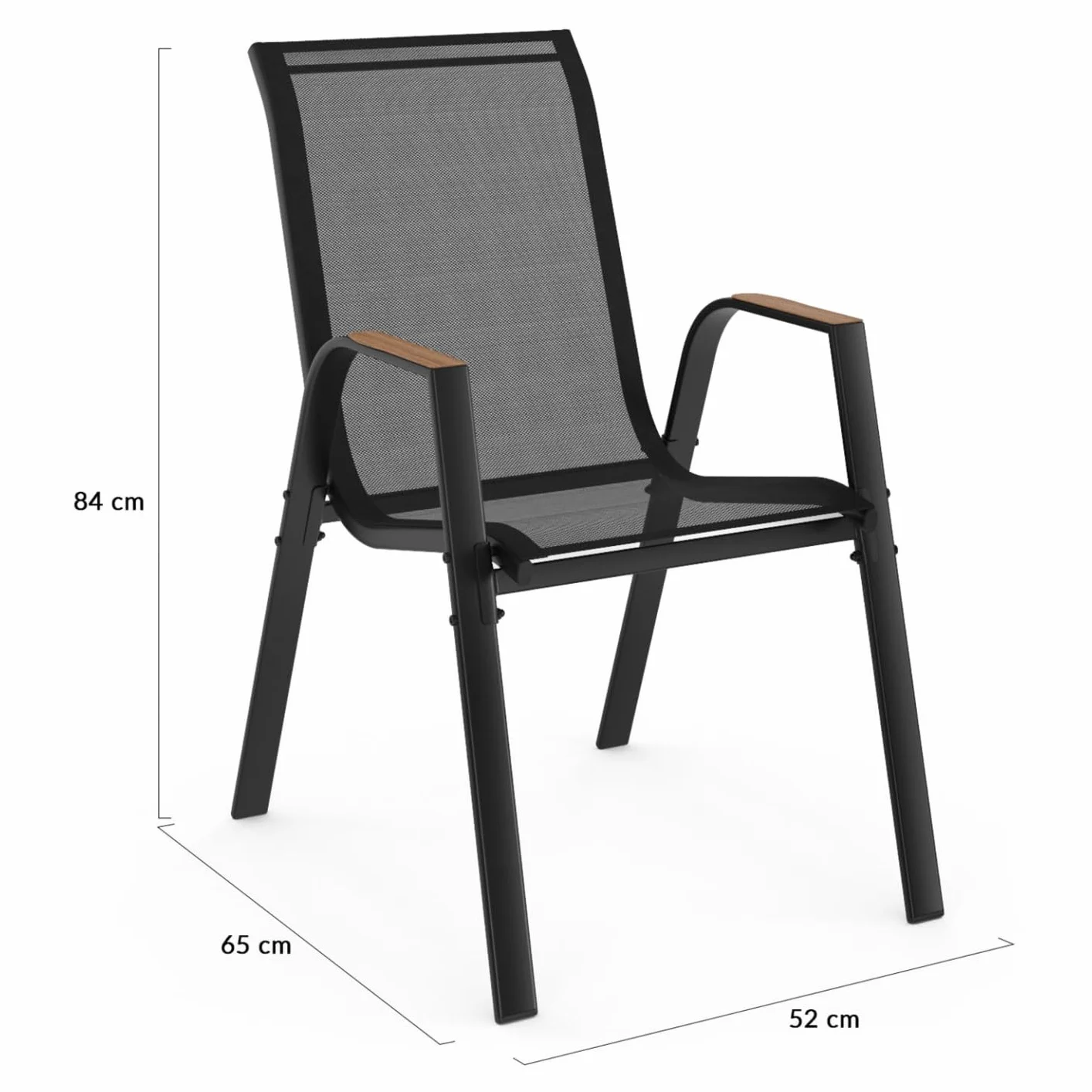 IDMarket - Lot de 6 chaises de Jardin NOUMEA métal et textilène empilables Noir et Bois