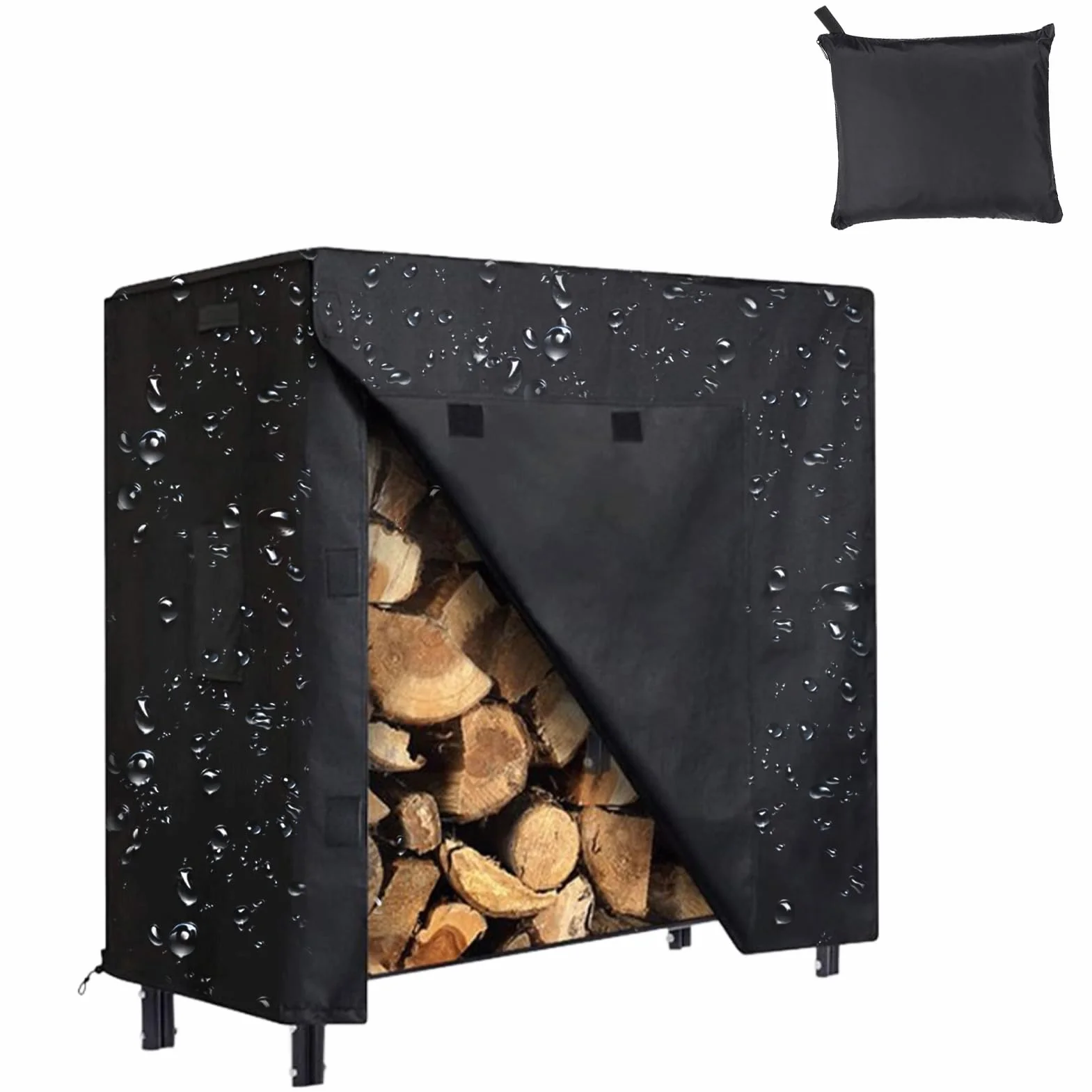 Support à bûches de bois de chauffage avec couvercle imperméable – Capacités imperméables, housse de support à bois de chauffage en tissu Oxford, couvertures robustes pour supports à bûches | Housses