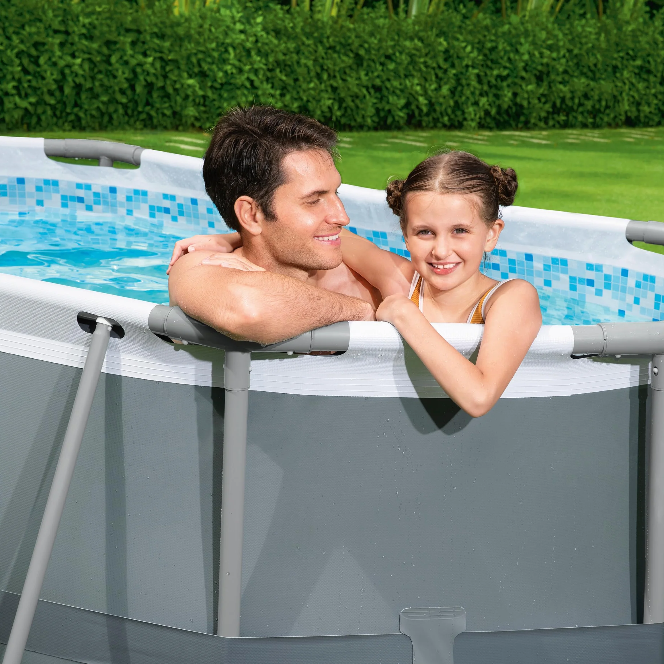 Bestway Power Steel Frame Pool Set 305 x 200 x 84 cm gris ovale