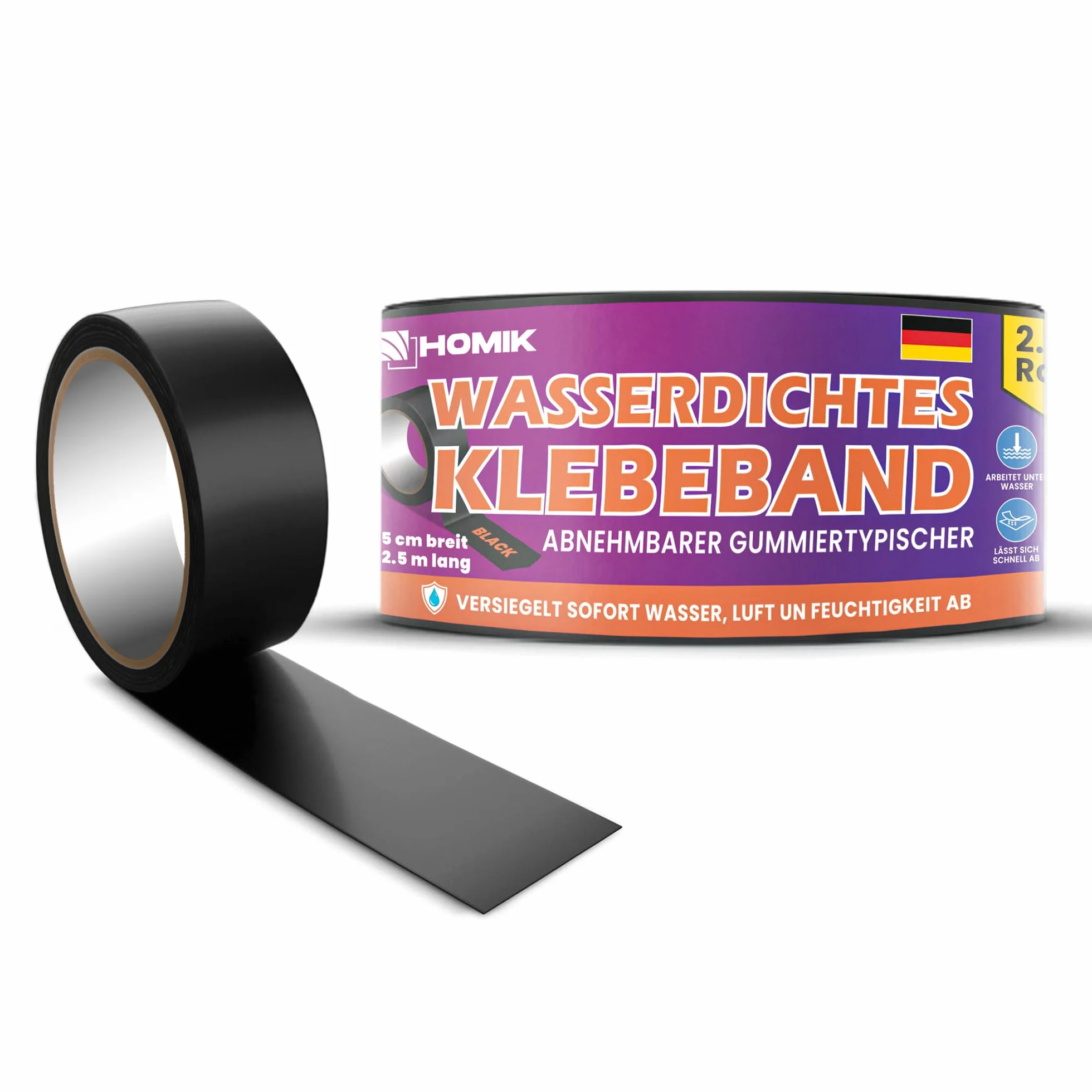 Ruban Adhésif Étanche Extrêmement Puissant 5cm x 2.5m pour Extérieur et Intérieur - Bande de Réparation de Toit Résistant aux UV