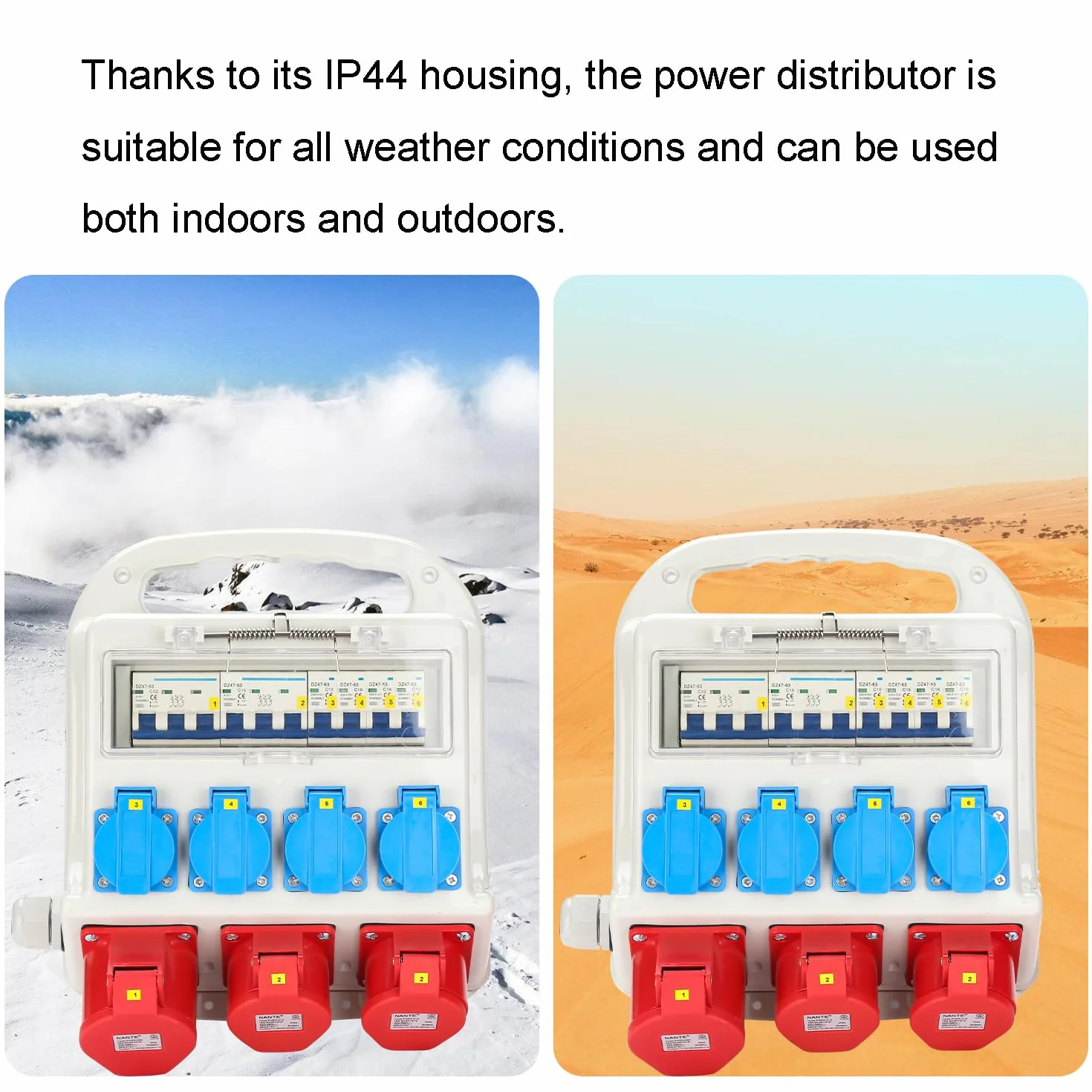 Distributeur mural CEE 16A 400V 32A 400V 230V Schuko IP44 5 pôles câble caoutchouc