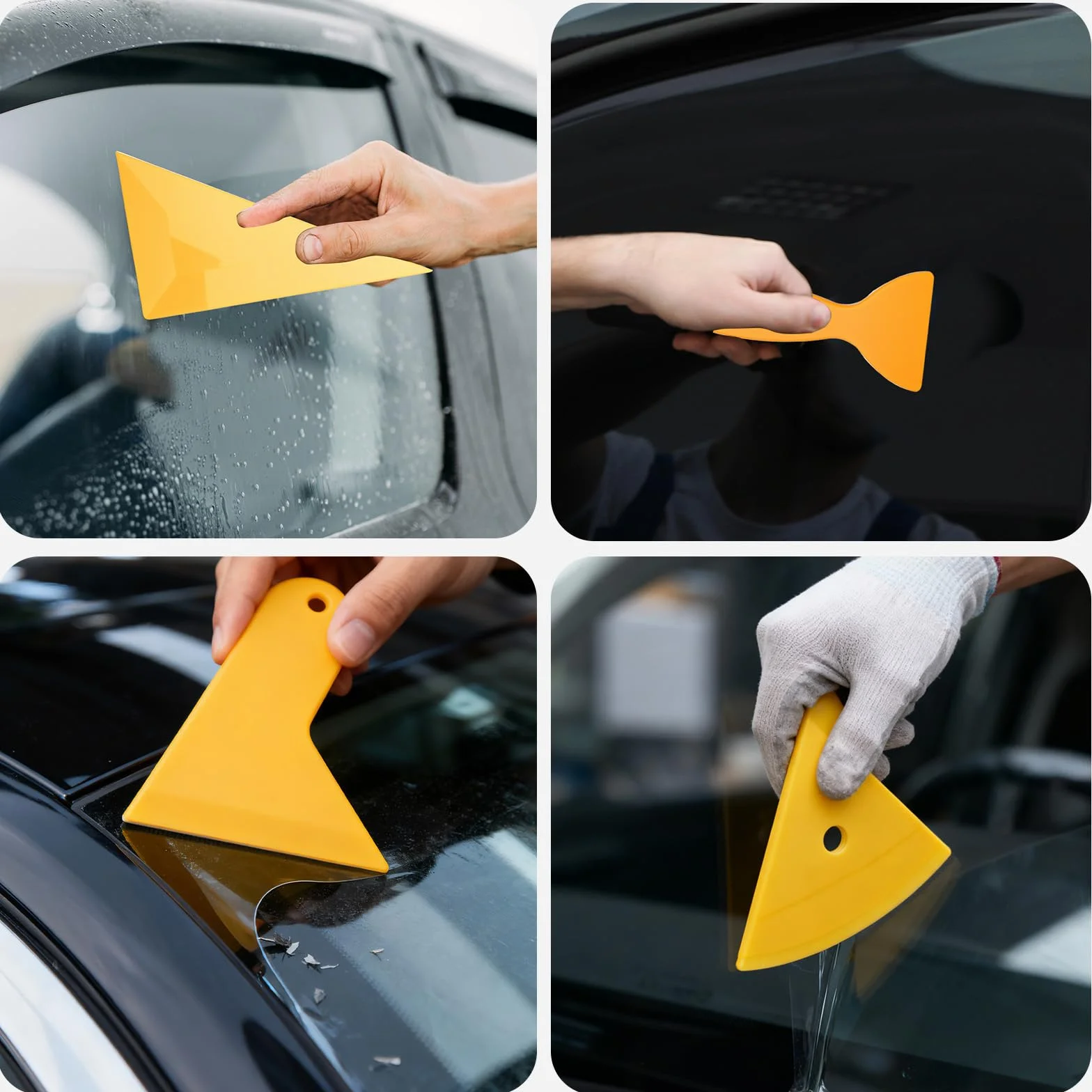 VINATO Kit de 10 Racloirs pour Films Automobile et Vitres – Raclette en Feutre, Triangulaire, Micro Raclette, Grattoir à Bords, Cutter de Précision