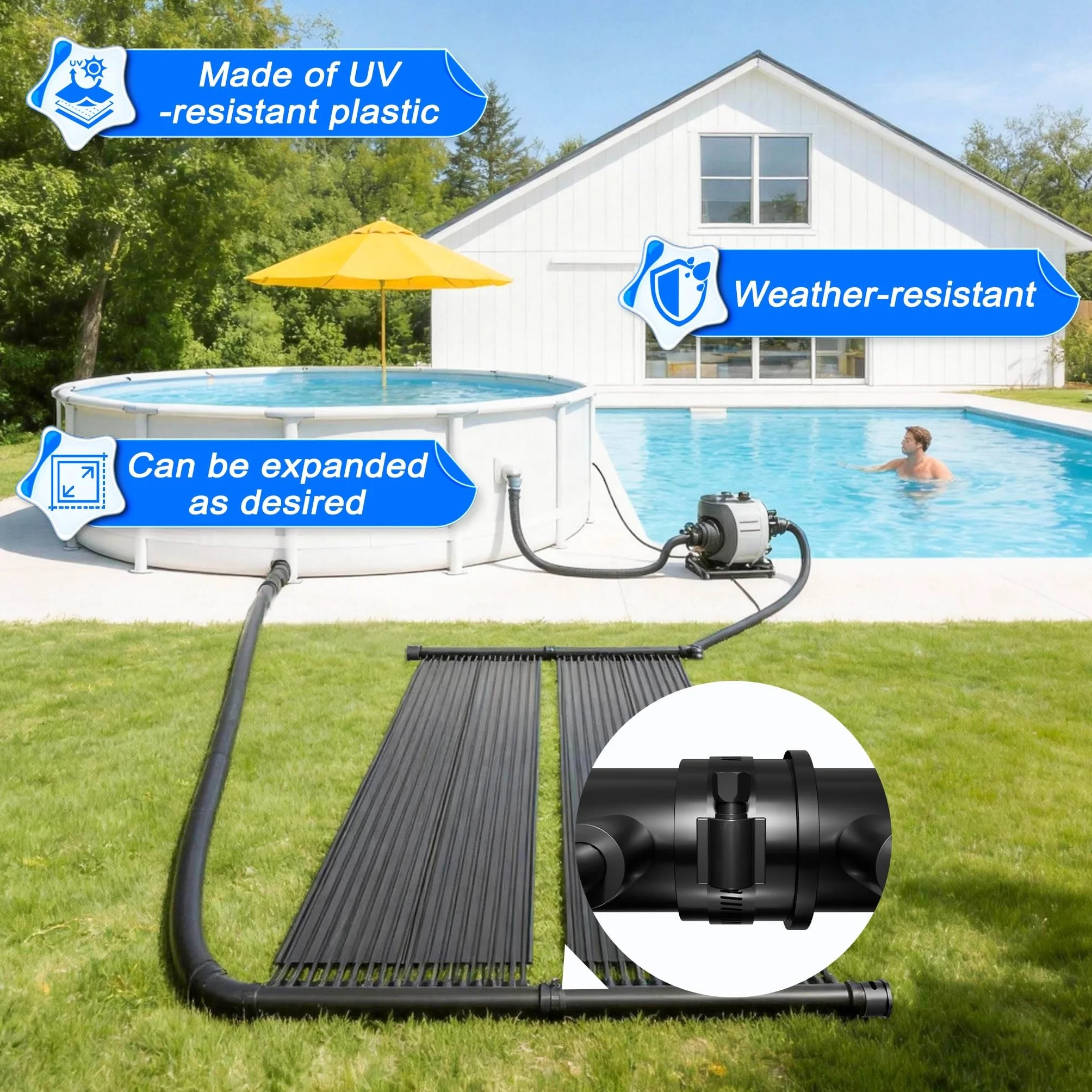 Panneau solaire pour piscine 400x70 cm chauffage solaire plastique résistant aux UV