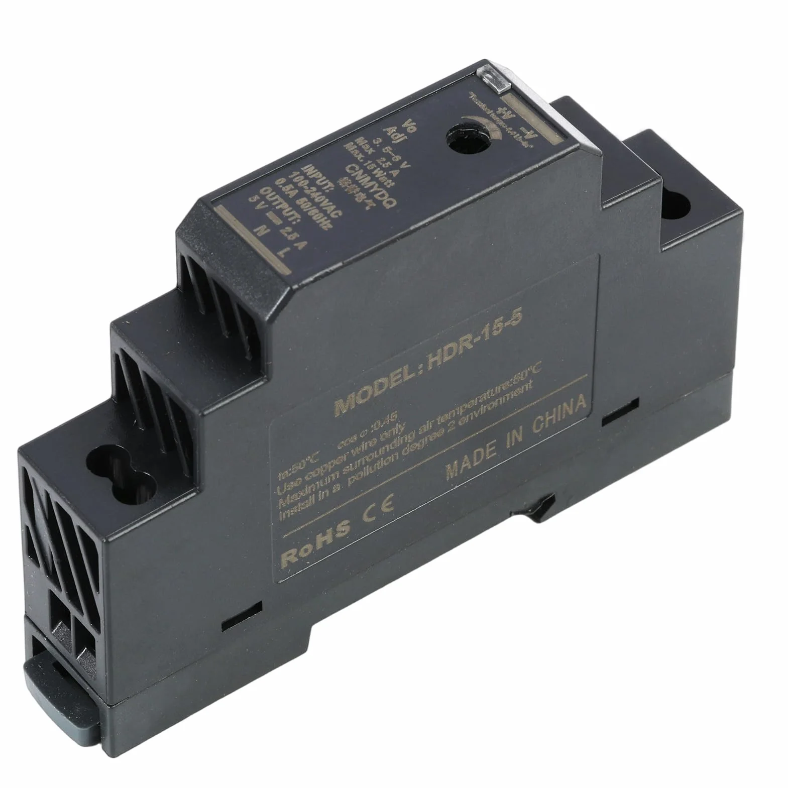 Alimentation Rail DIN 5V DC 3A 15W TS 35 pour Armoires Électriques Domotique
