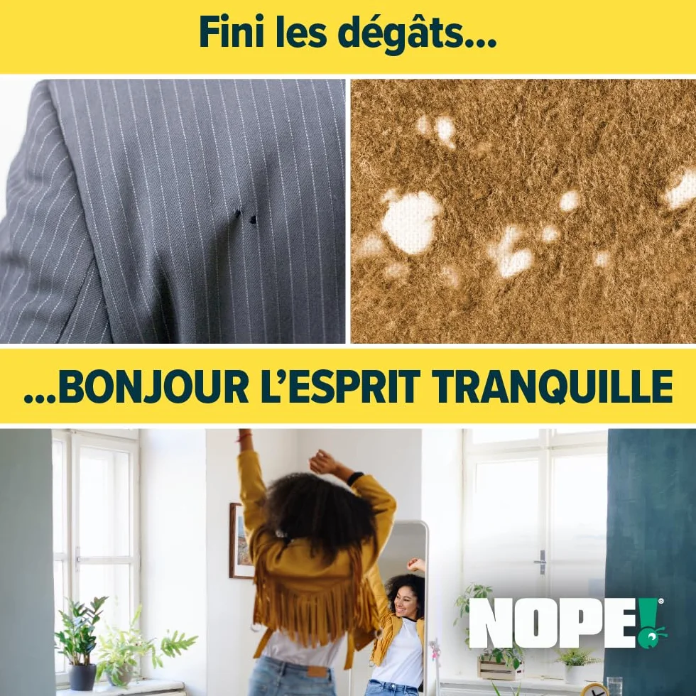 NOPE! Pièges Anti Mites Textiles 3 x 2 – Inodore & Non Toxique – À Base de Phéromones – Protection Efficace pour Vêtements