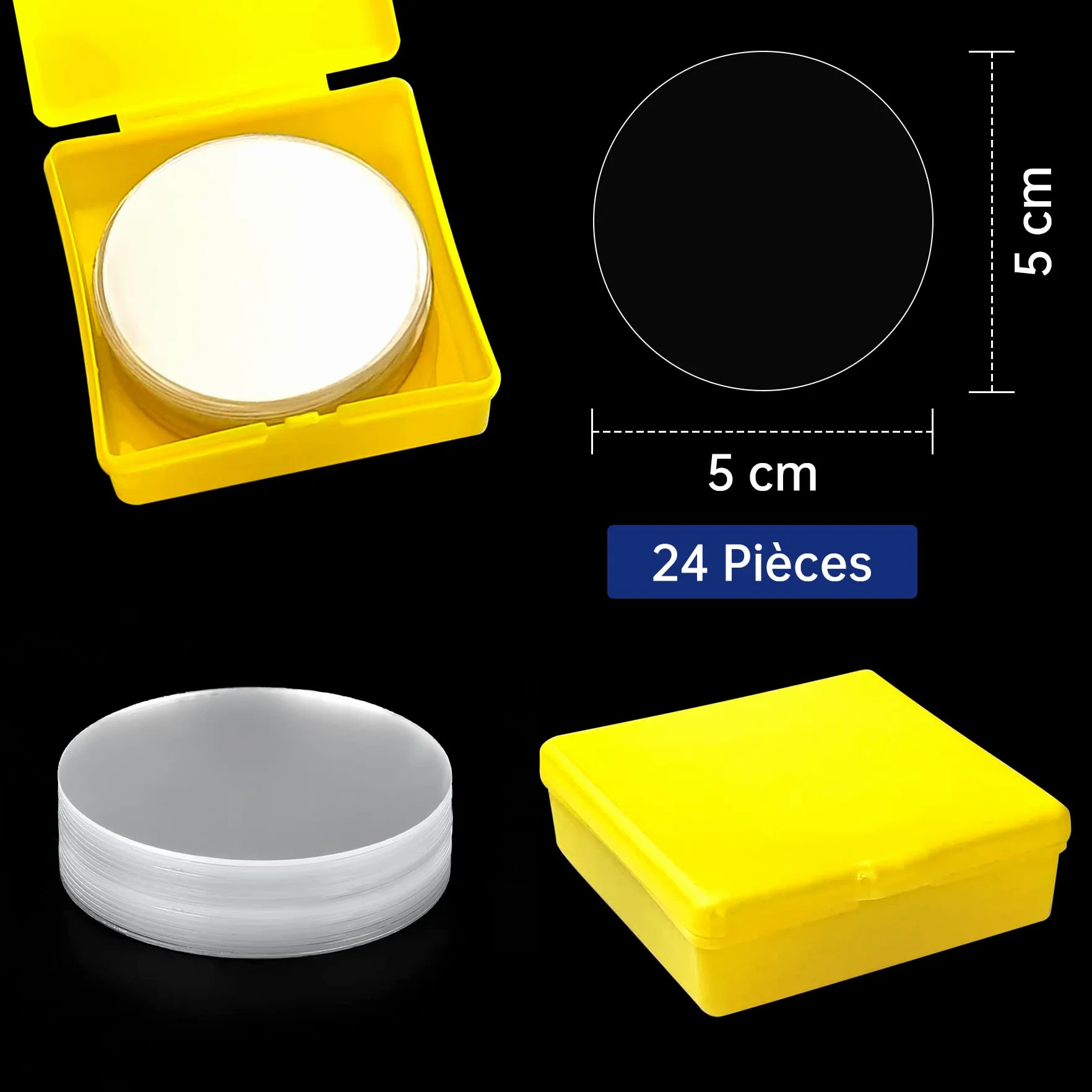 Ruban Adhésif Double Face Rond Extra Fort 50 mm 24 pcs Nano Tape Réutilisable Transparent