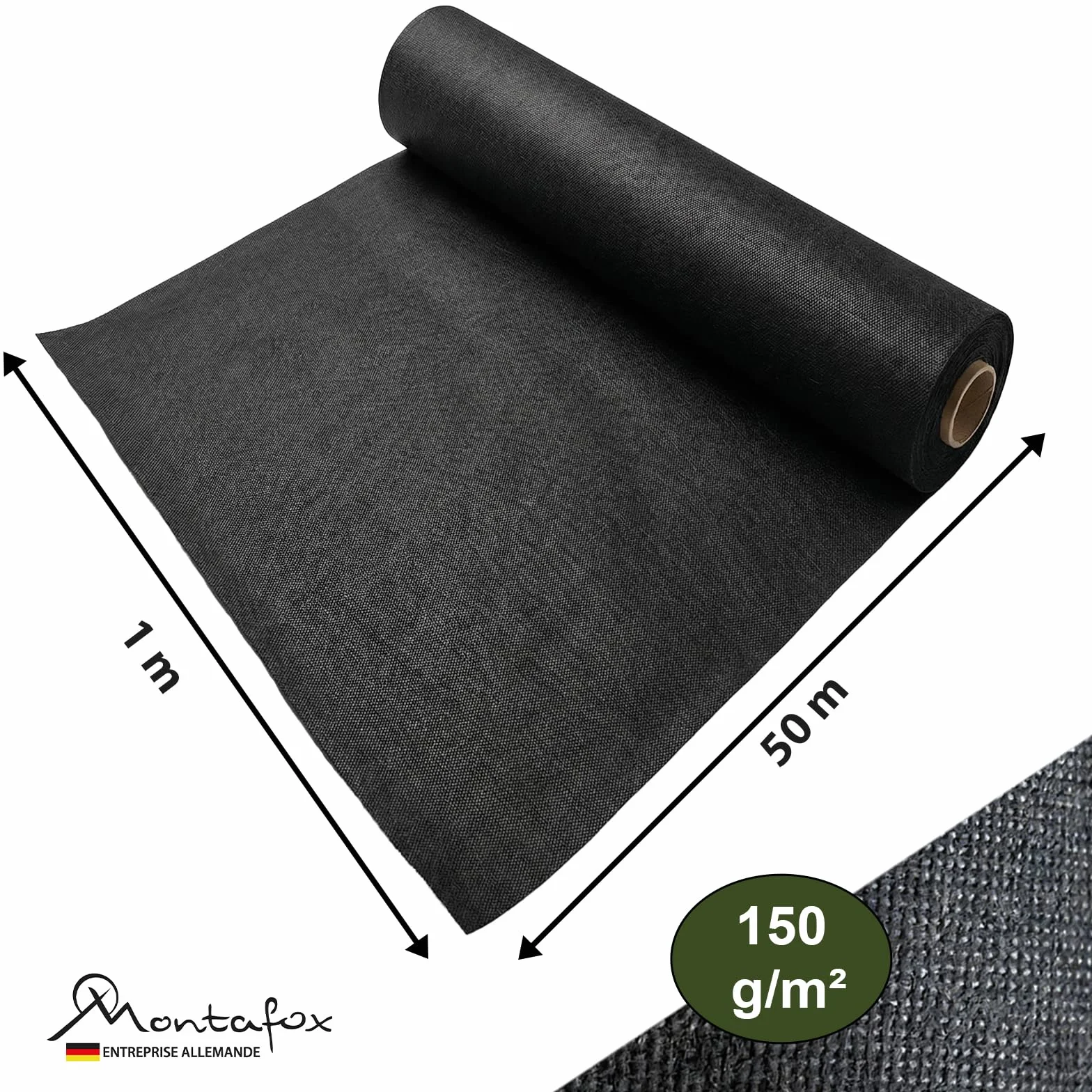 Toile de paillage 50m² 150g/m² perméable à l'eau – Tissu géotextile Anti Mauvaises Herbes