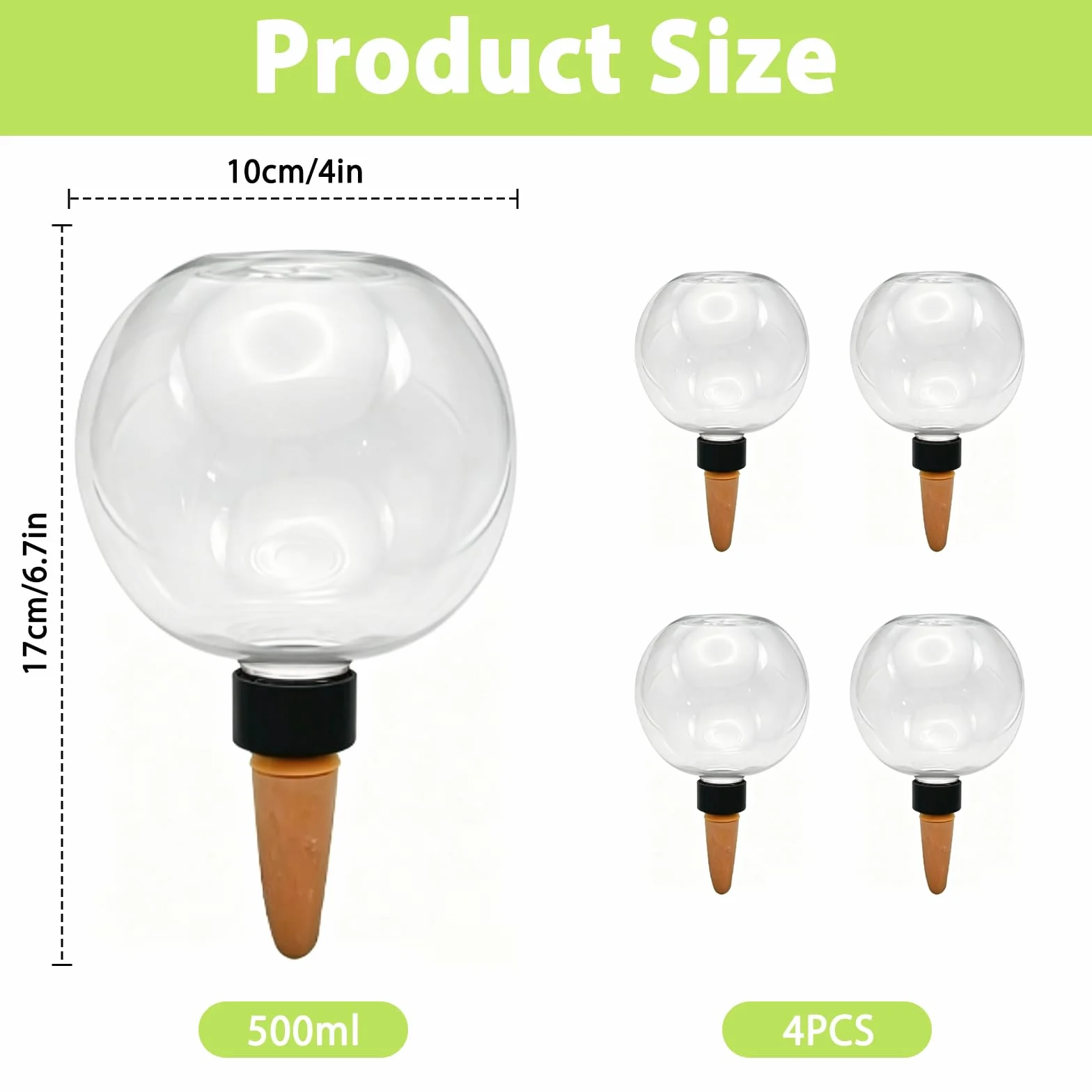 4 Boules d’Arrosage Plantes Globe Arrosage 500 ML, Système Arrosage Automatique Série, Irrigation Goutte à Goutte Transparent, pour Plantes Intérieur Balcon Jardin Vacances (Blanc*4)
