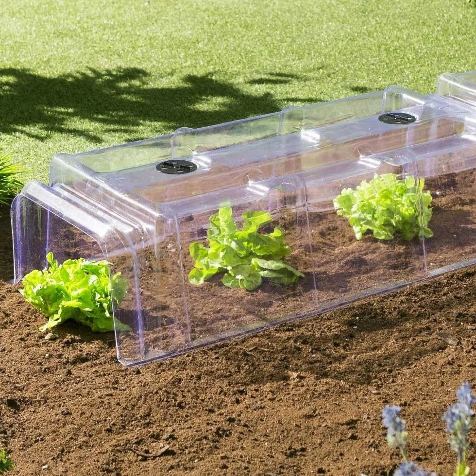 TERRE JARDIN - Tunnel de Forçage, 86 x 38 x 21 cm - Tunnel de Forçage Rigide, Transparent, Modulable, avec 6 Sardines de Fixation - Mini Serre Rigide Potager de Jardin avec Système de Ventilation