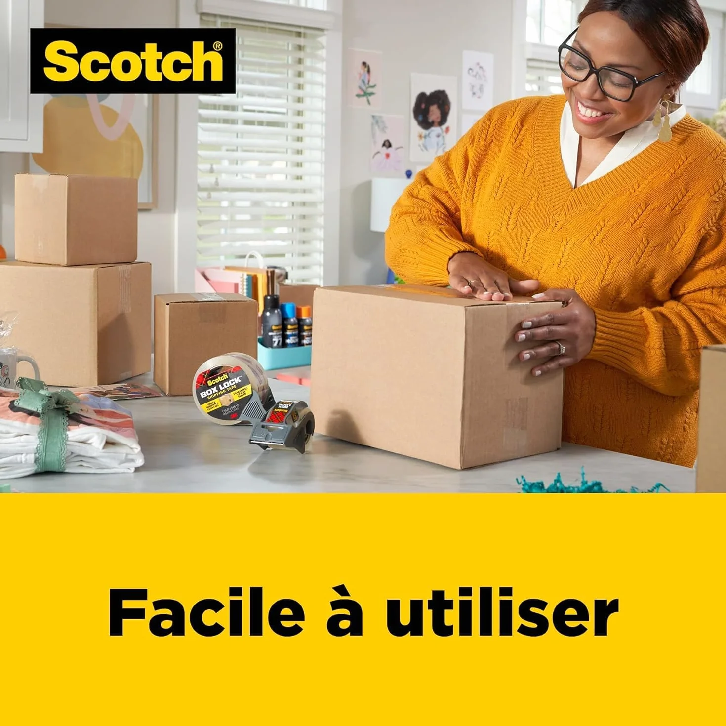 Scotch Ruban Adhésif d'emballage Transparent 50 mm x 50 m 1 Rouleau