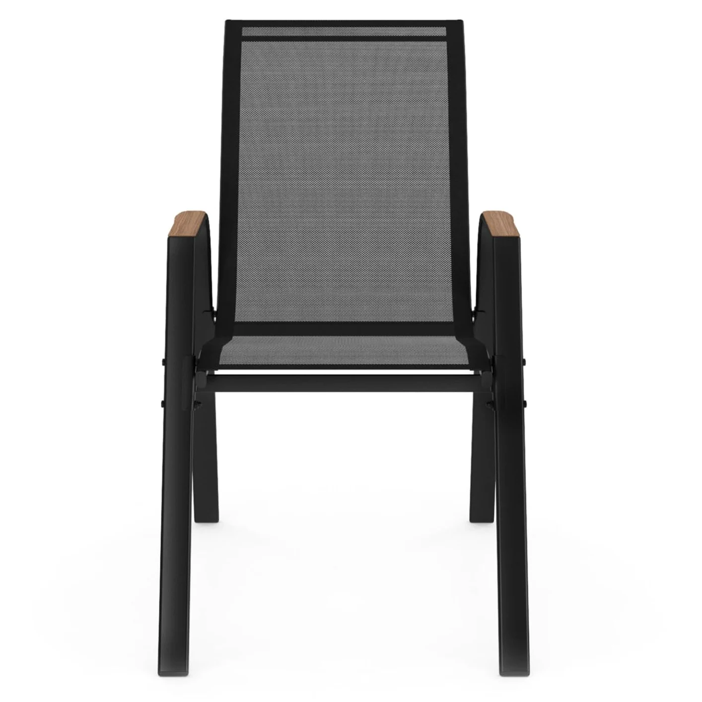 IDMarket - Lot de 6 chaises de Jardin NOUMEA métal et textilène empilables Noir et Bois