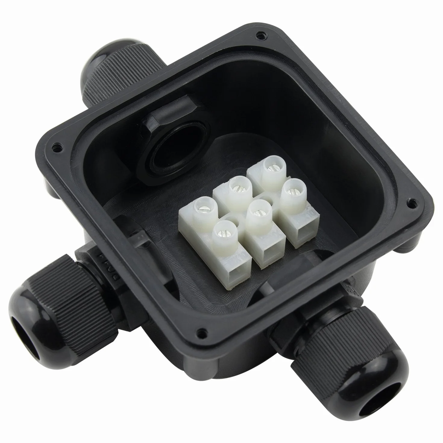 Boîte de jonction étanche IP66 3 Câbles Extérieurs Noir
