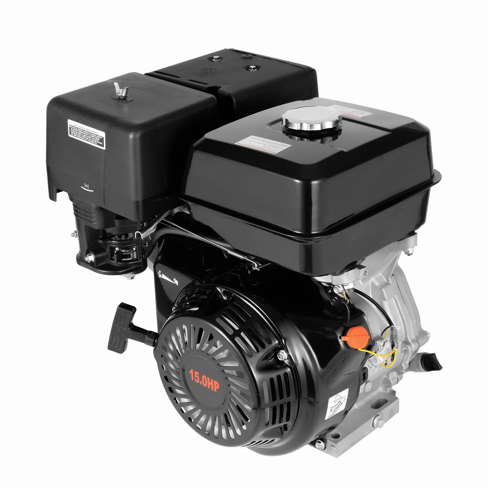 Moteur à essence 15 CV 4 temps monocylindre, Moteur fixe monocylindre pour Go-Karts, 9,7 kW 420 CC 3600 tr/min, Moteur d'entraînement portable avec fonction de protection contre le manque d'huile pour