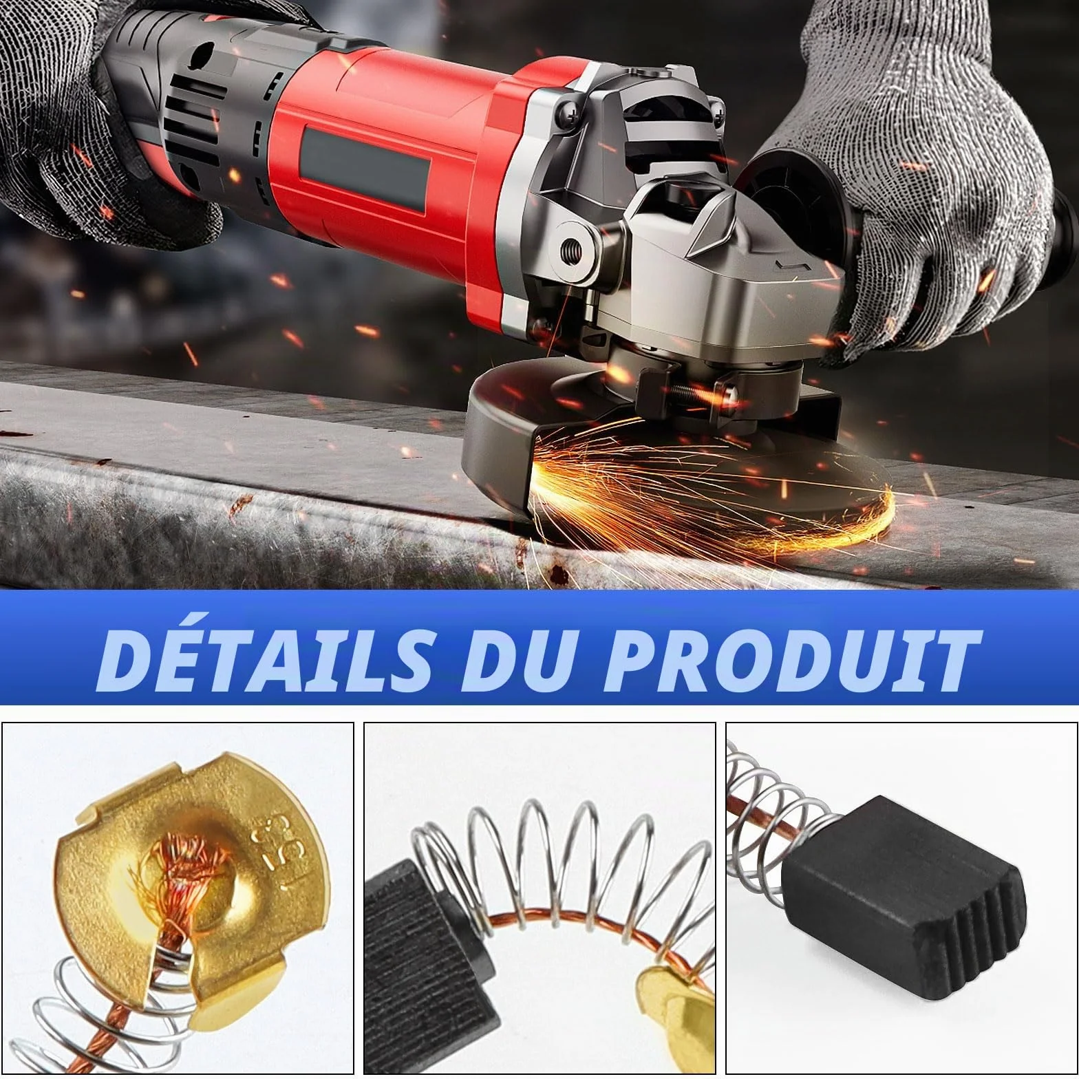 Balais de Charbon 76 Pièces pour Outils Électriques Meuleuse Ponceuse Scies 15 Tailles Dureté Élevée