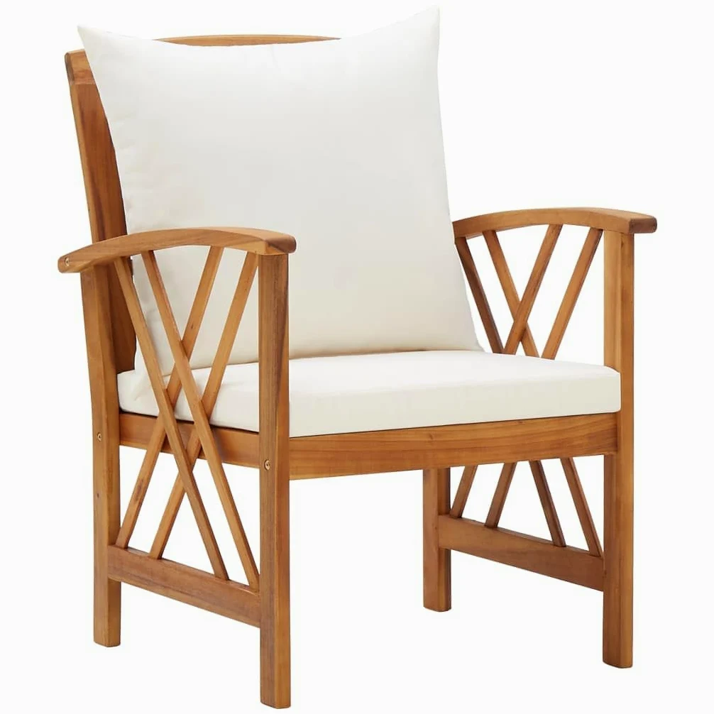 vidaXL 2X Bois d'Acacia Massif Chaises de Jardin avec Coussins Fauteuils de Patio Fauteuils de Jardin Chaises de Terrasse Extérieur Arrière-Cour